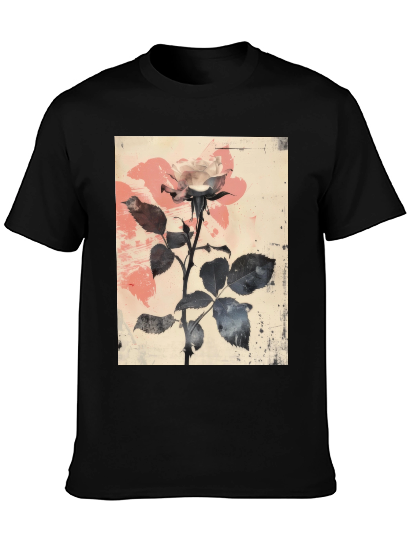 Black Floral Rose Graphic Tee - Black view 3
