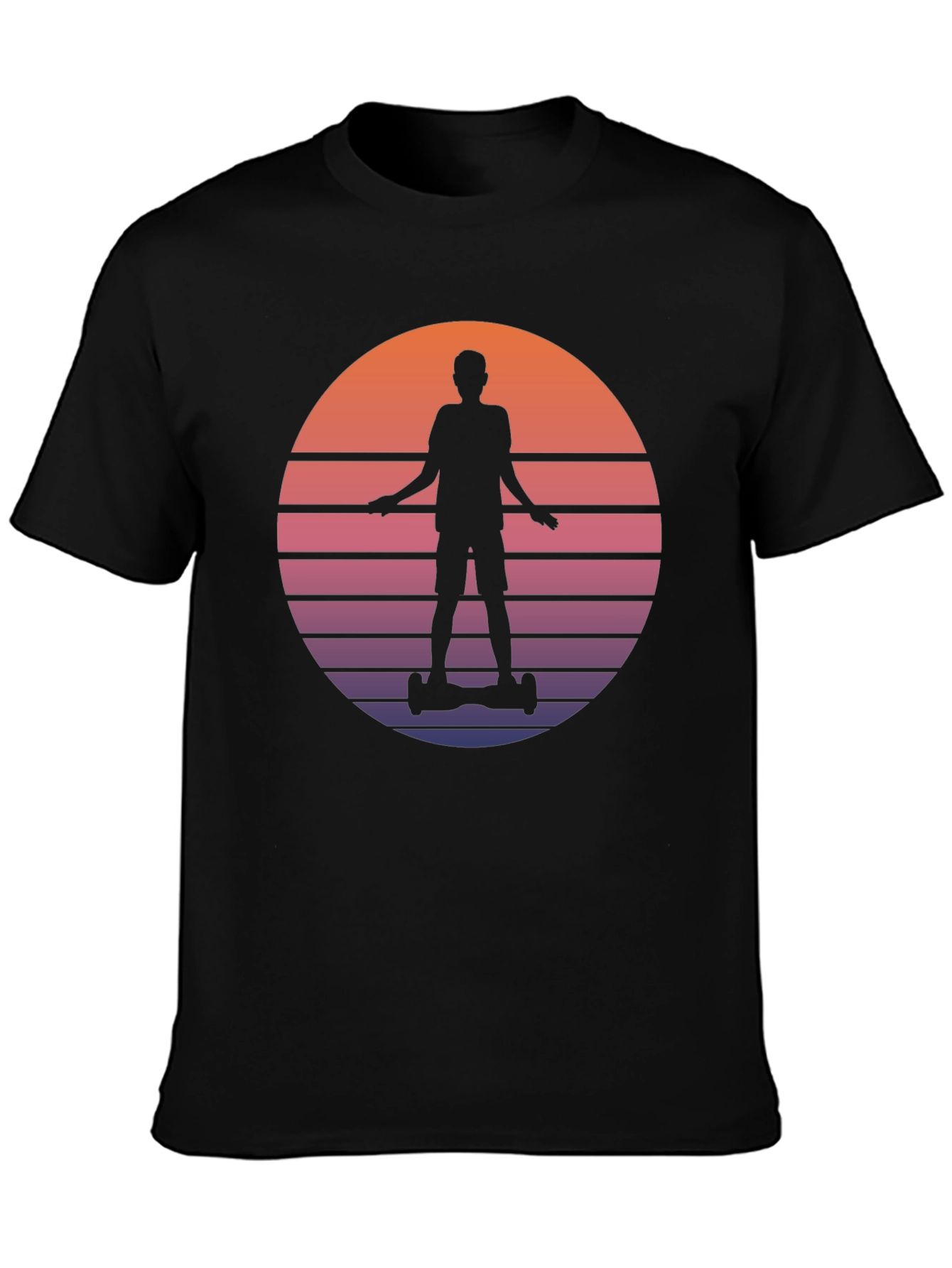Black Retro Hoverboard Silhouette T-Shirt view 3
