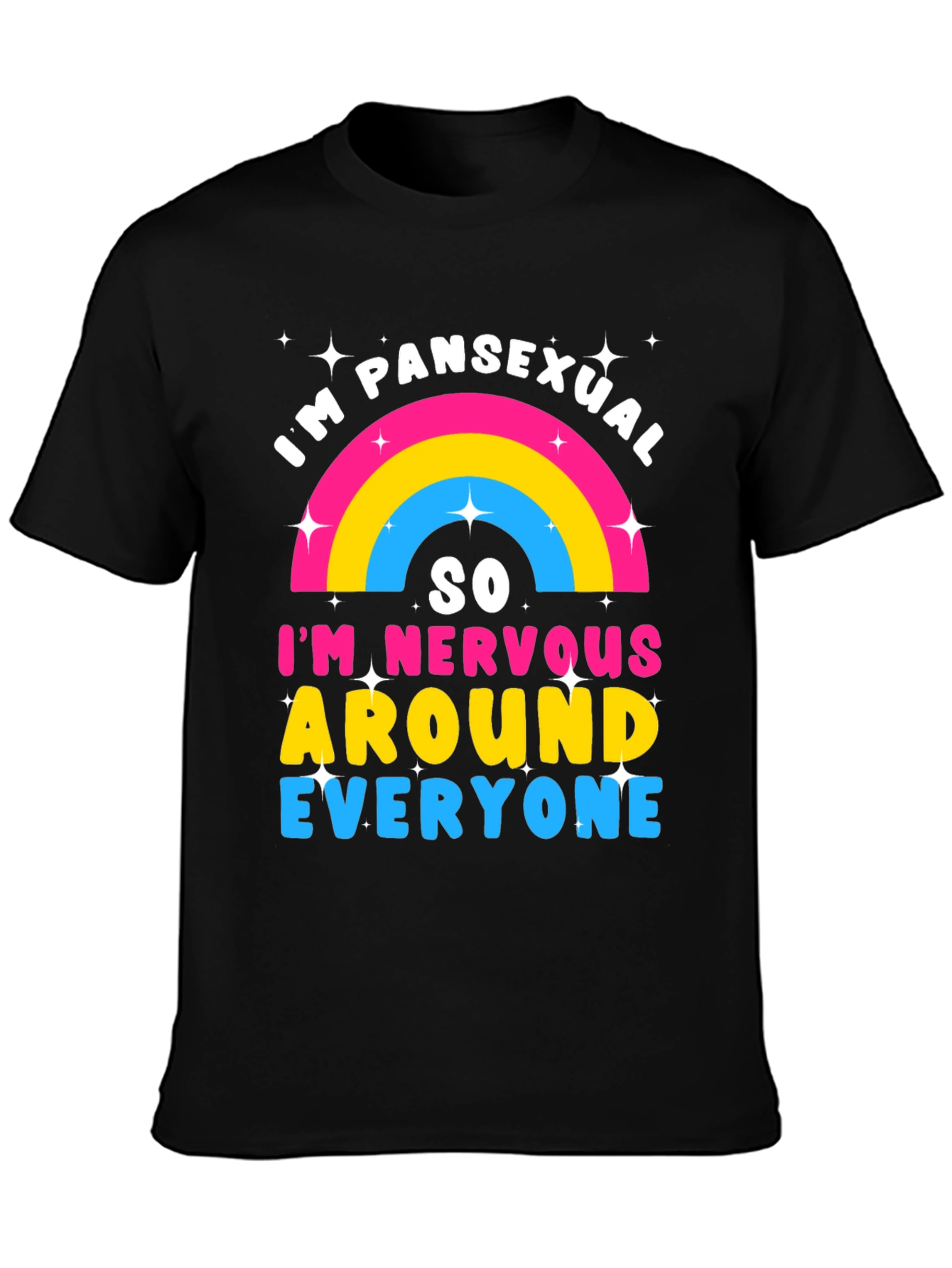 Black Pansexual Pride T-Shirt - Nervous Around Everyone! view 3