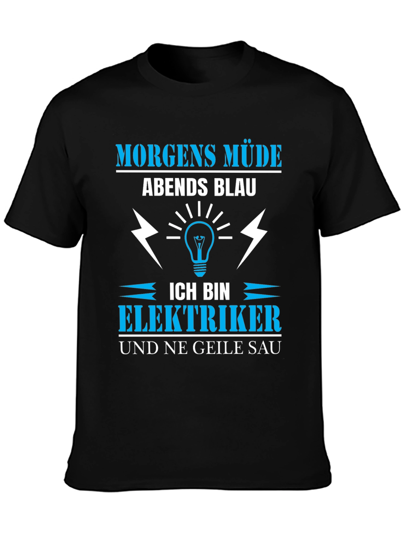 Black Electrician T-Shirt: Funny German Slogan view 3