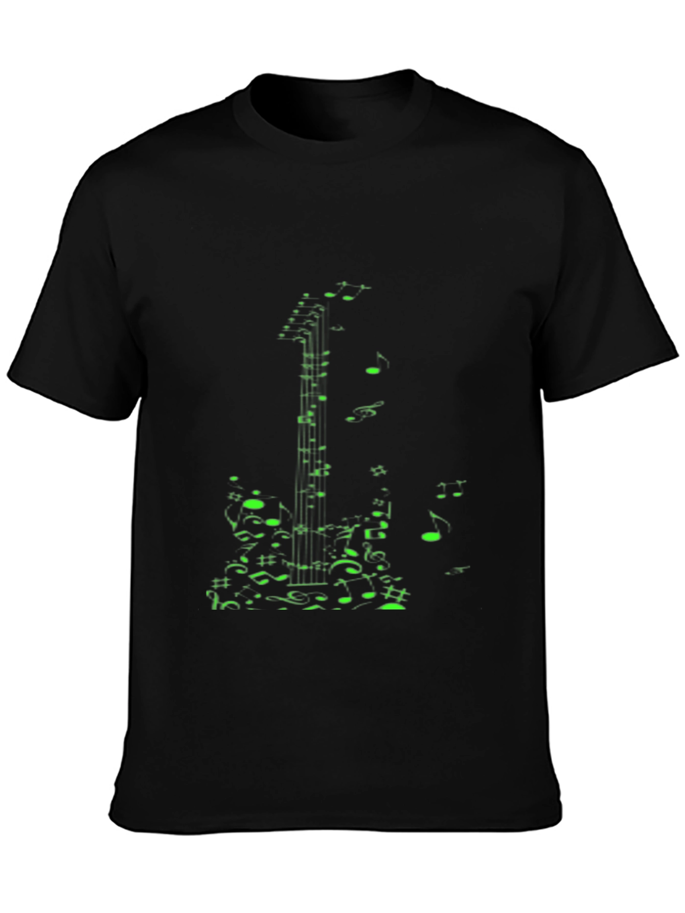 Black Musical Guitar Notes T-Shirt - Black view 3