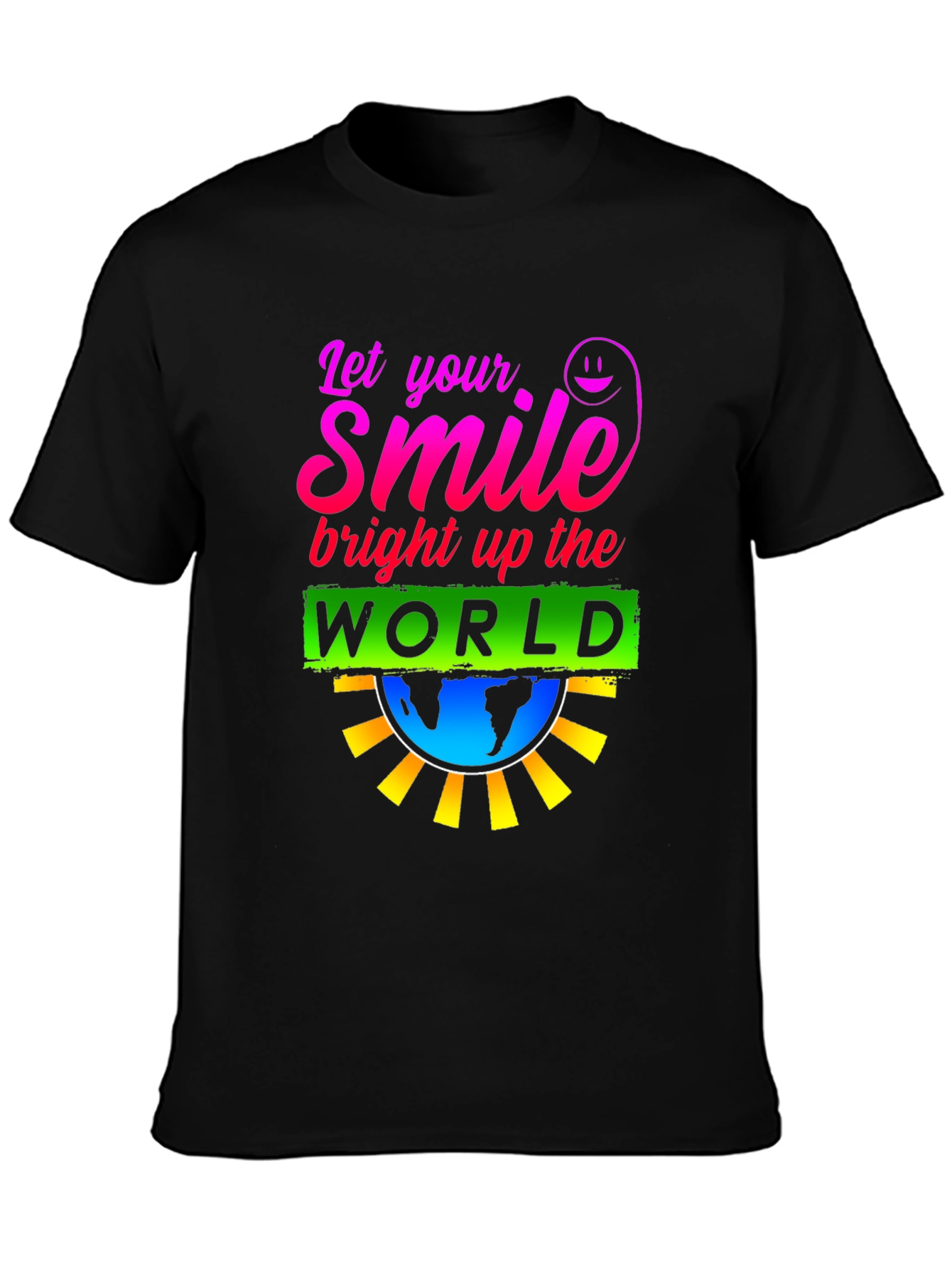 Black Smile World Graphic T-Shirt - Brighten Your Day view 3