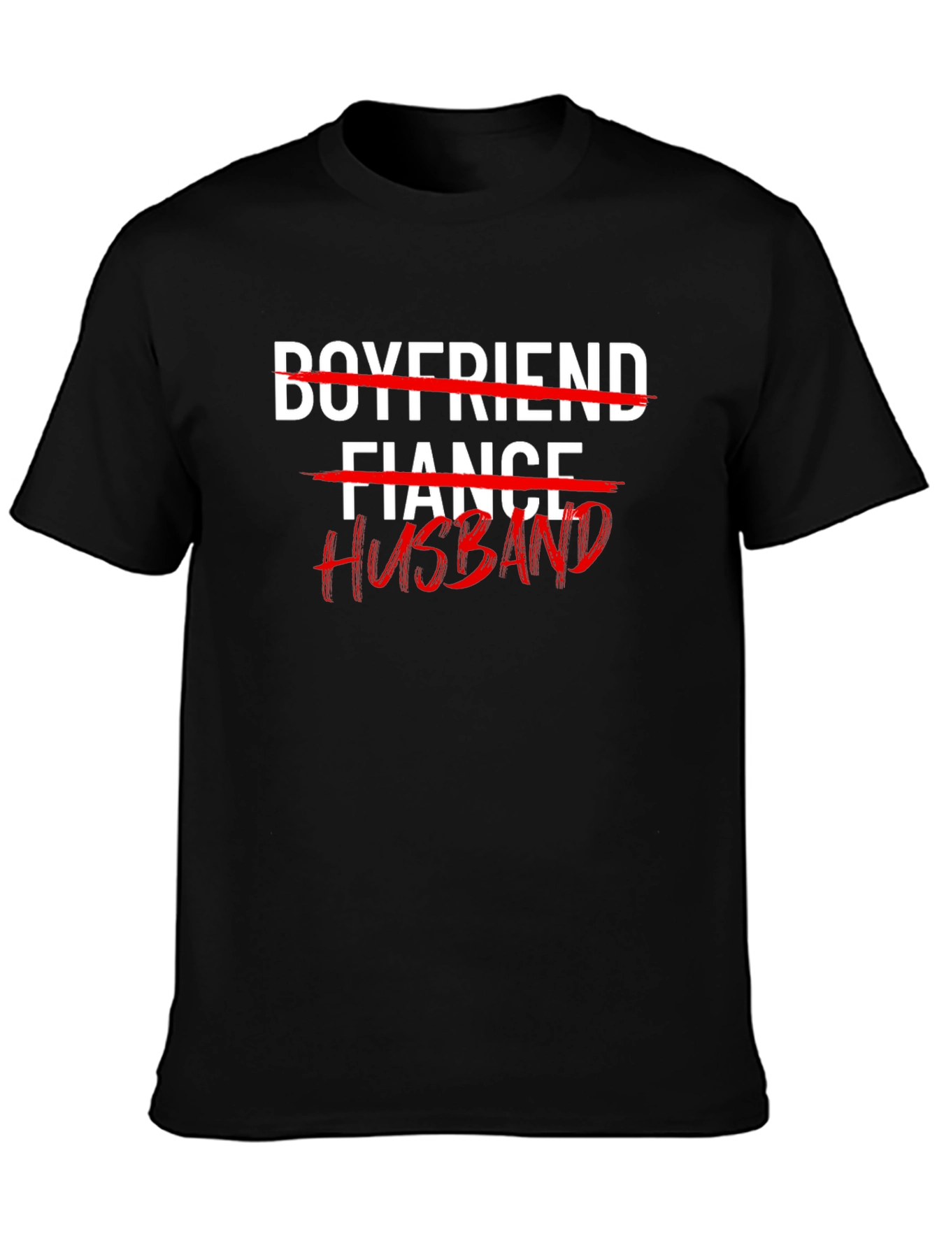 Black Husband T-Shirt: Crossed Out Fiance & Boyfriend Tee view 3