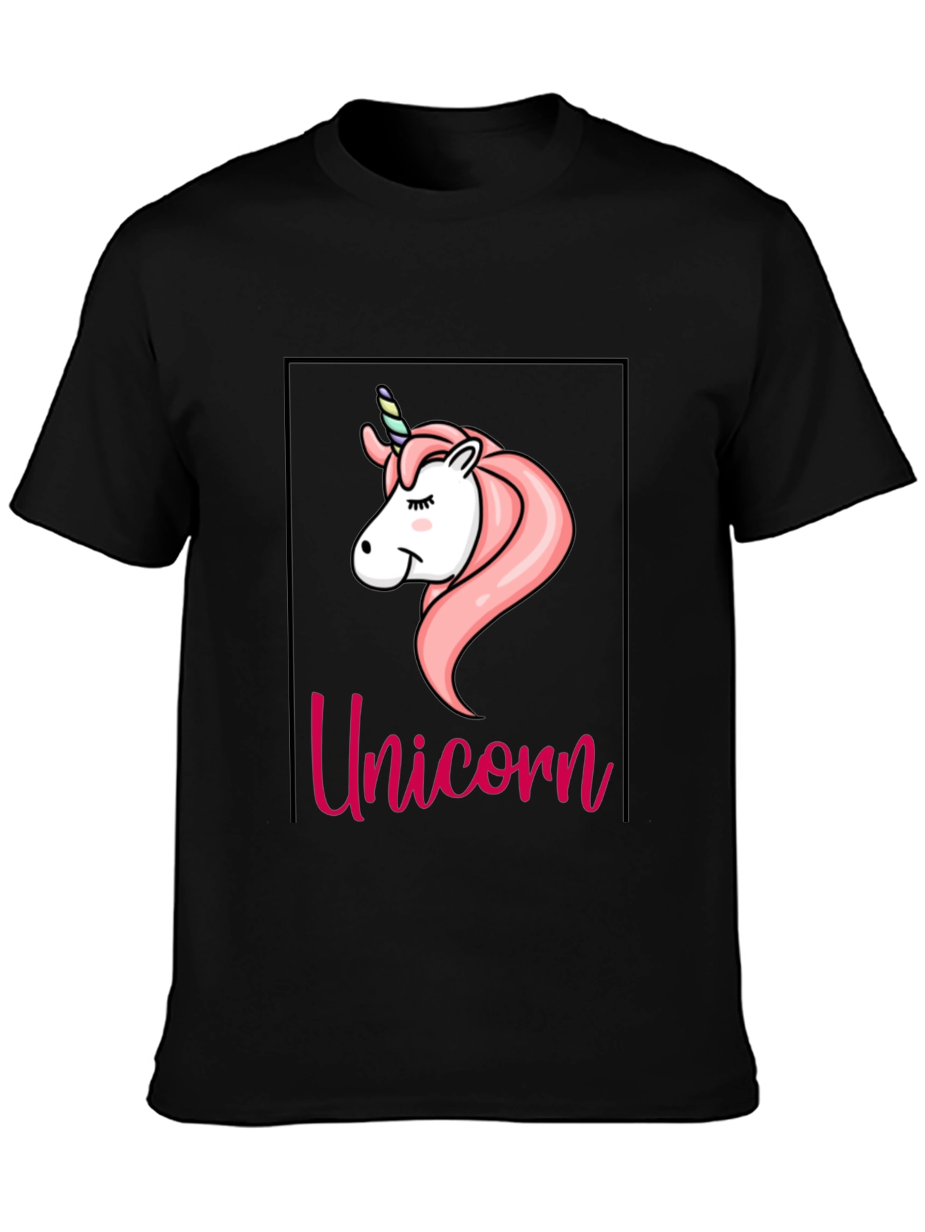 Black Unicorn Graphic Tee - Black Cotton T-Shirt view 3