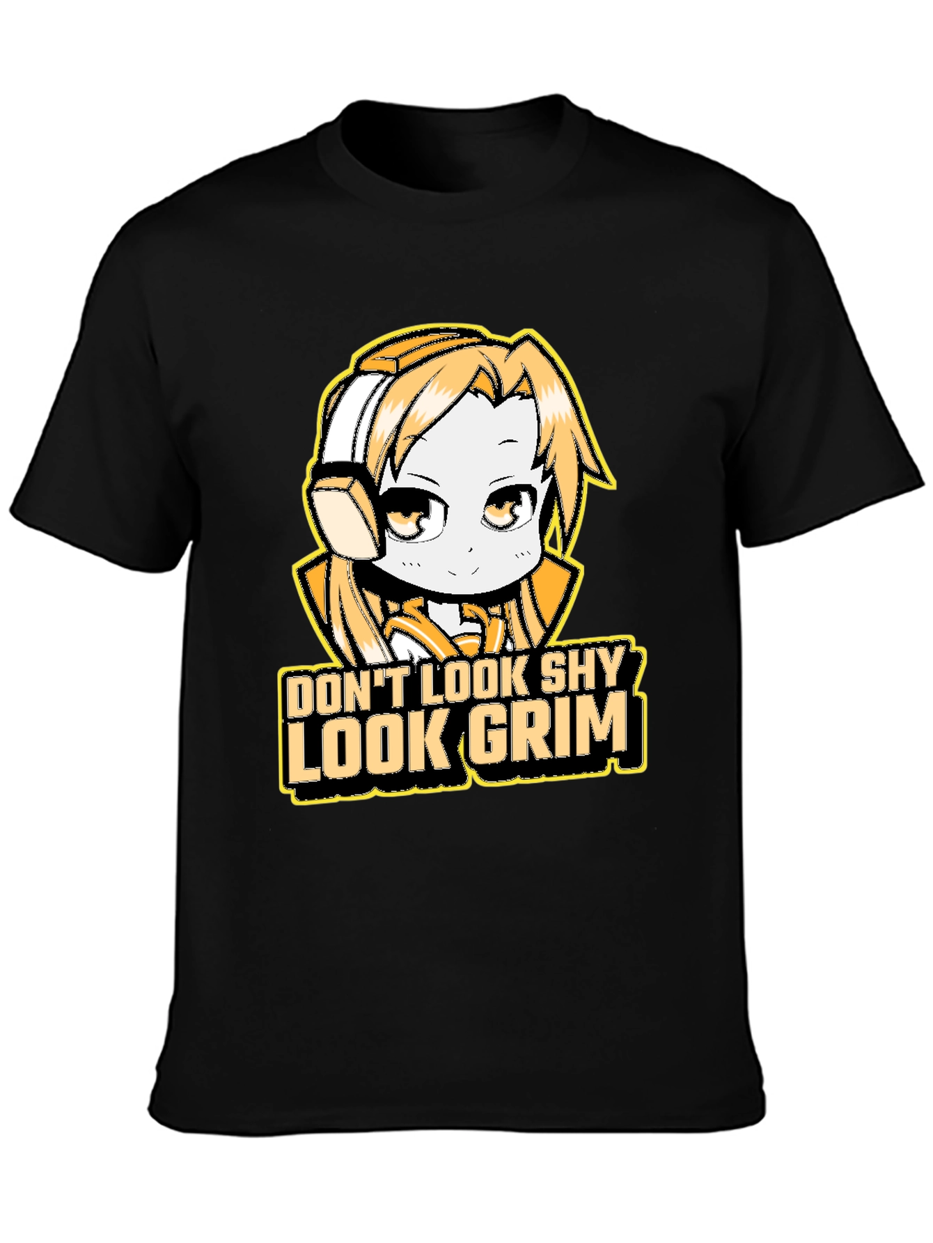 Black Don't Look Shy Look Grim Graphic T-Shirt view 3