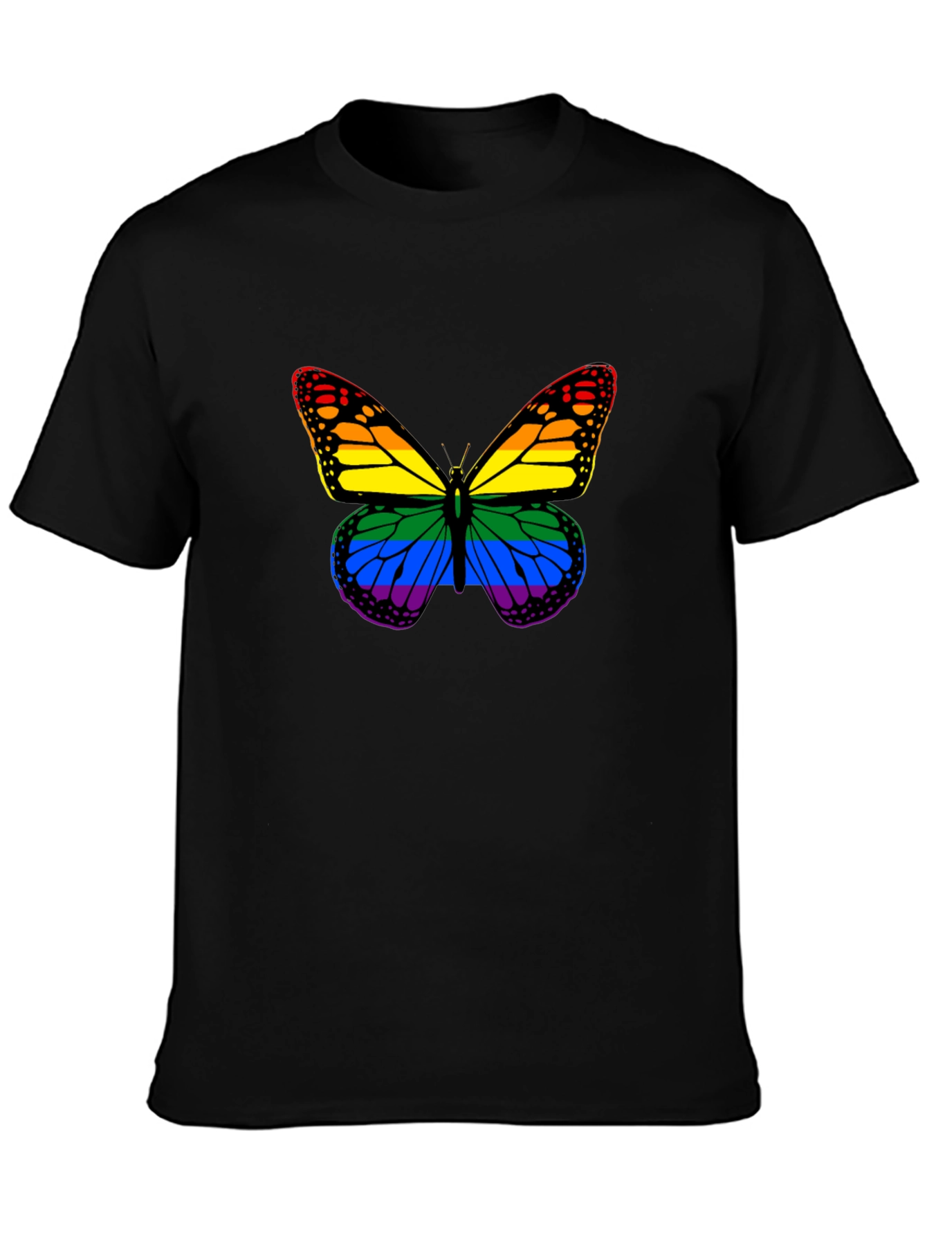Black Rainbow Butterfly Graphic T-Shirt view 3