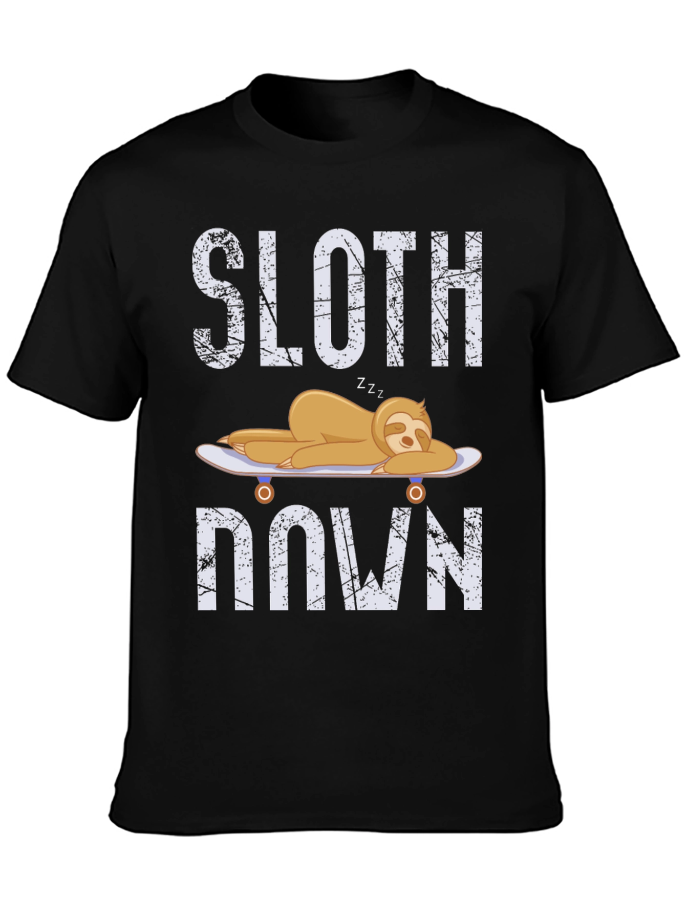 Black Sloth Down T-Shirt - Relaxed Lazy Graphic Tee view 3