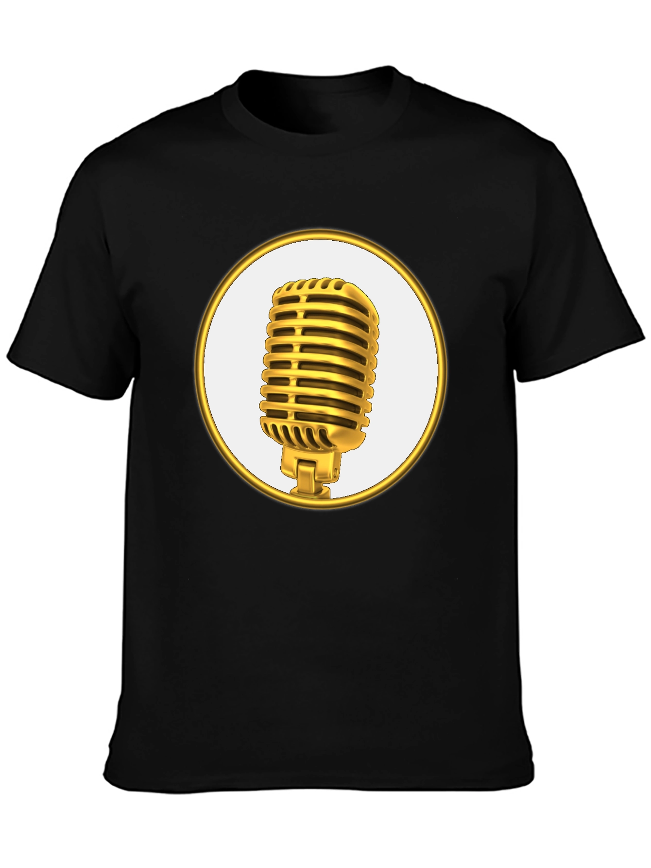 Black Retro Microphone Graphic Tee - Black Cotton Blend Shirt view 3