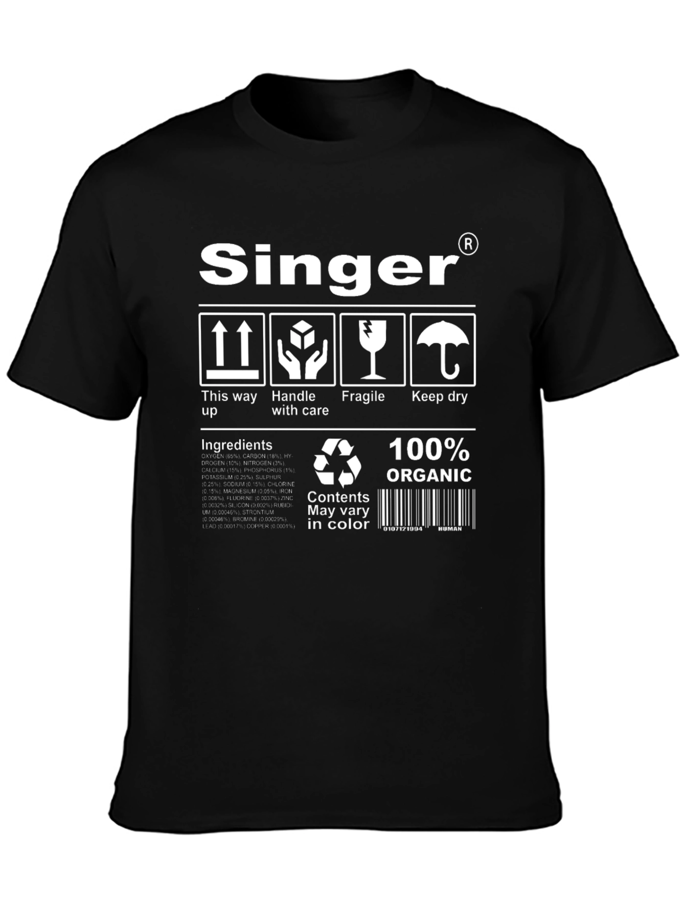 Black Singer Organic T-Shirt view 3