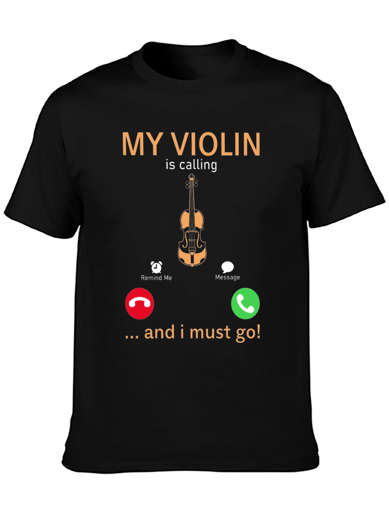 Black My Violin Is Calling Funny Music T-Shirt view 3