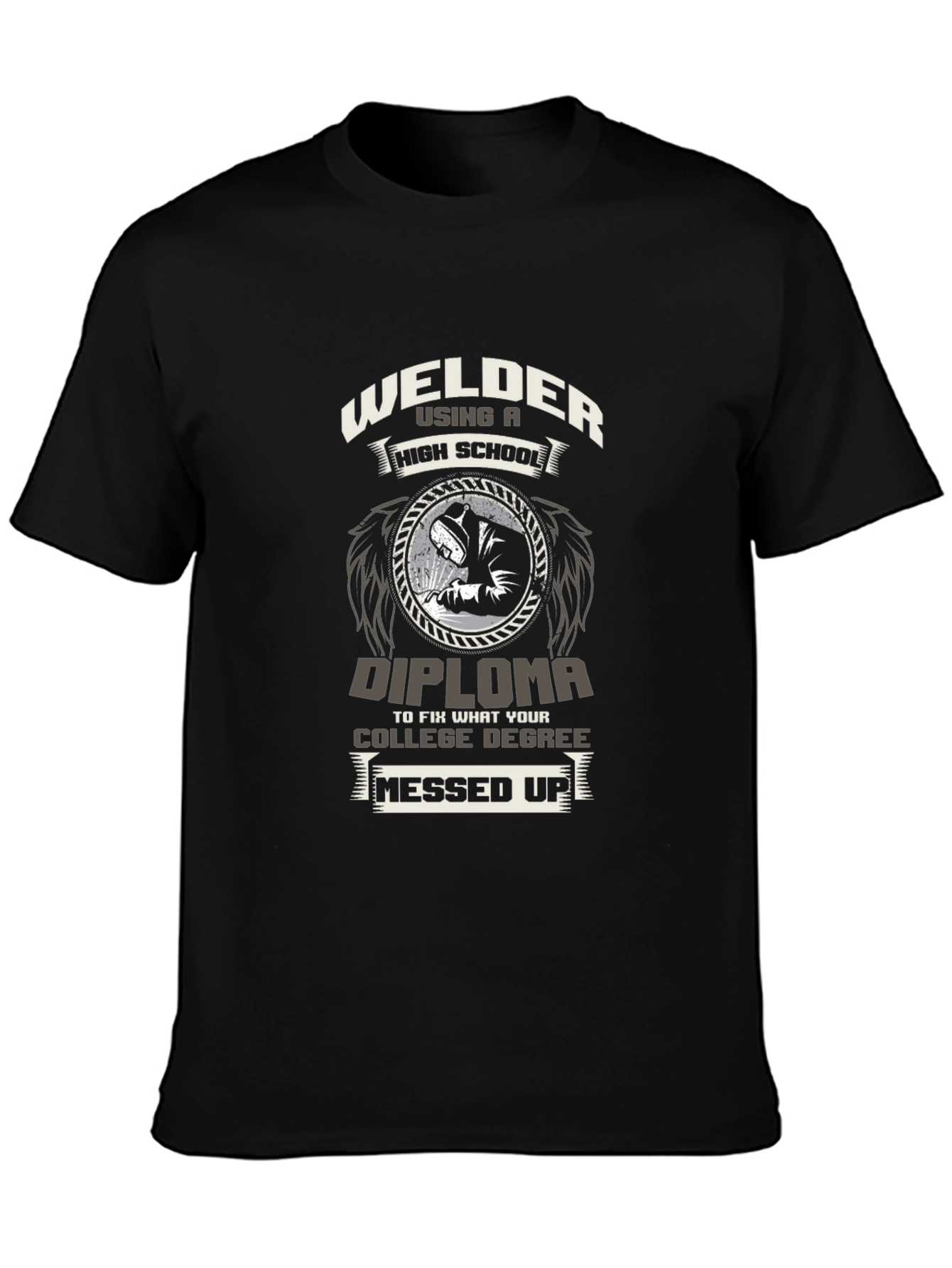 Black Welder High School Diploma T-Shirt view 3