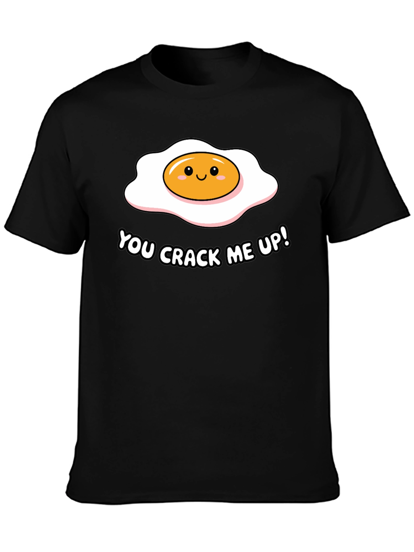 Black Funny You Crack Me Up Egg Pun T-Shirt view 3