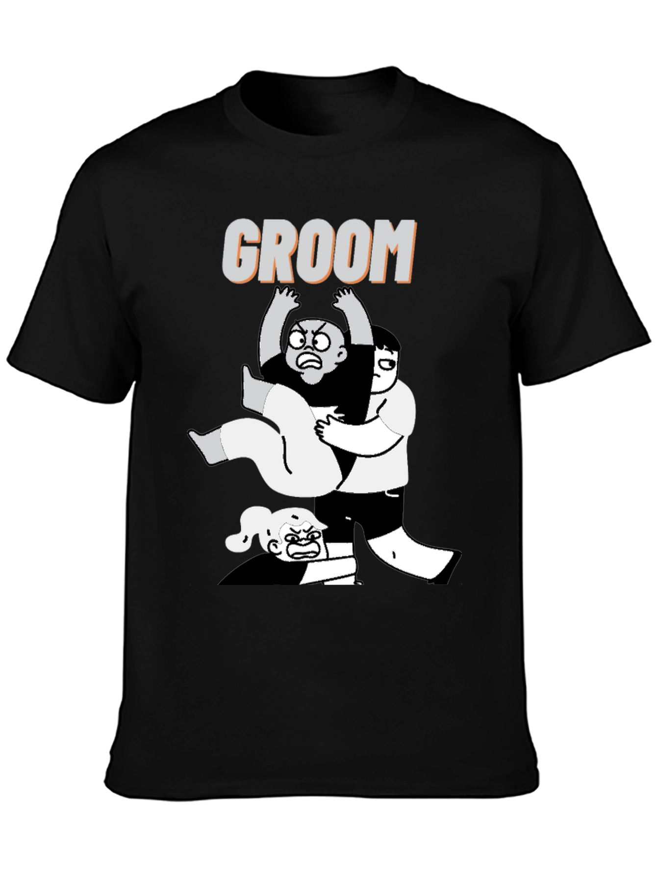 Black Funny Groom T-Shirt - Graphic Novel Style view 3