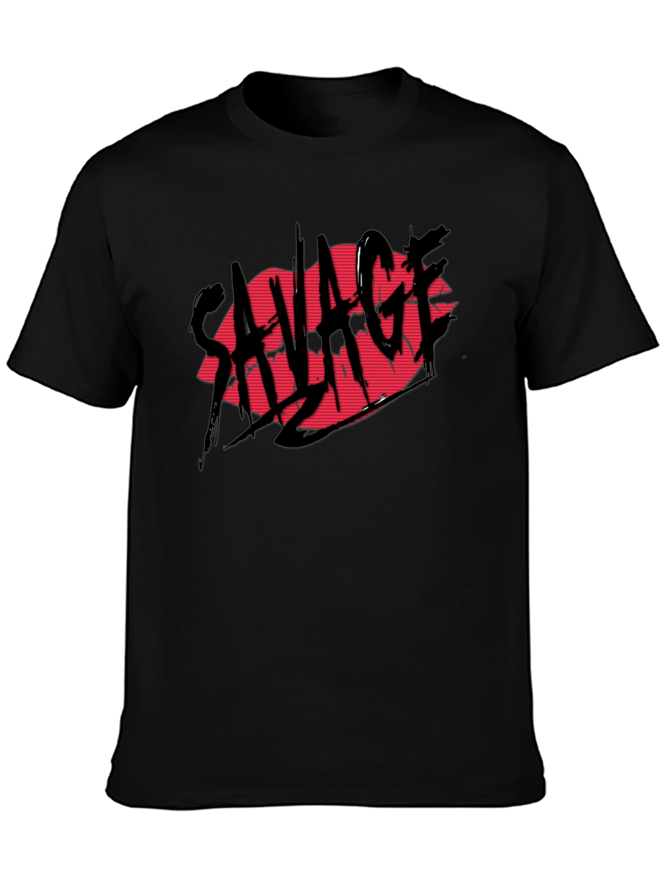 Black Savage Lips Graphic Black T-Shirt view 3