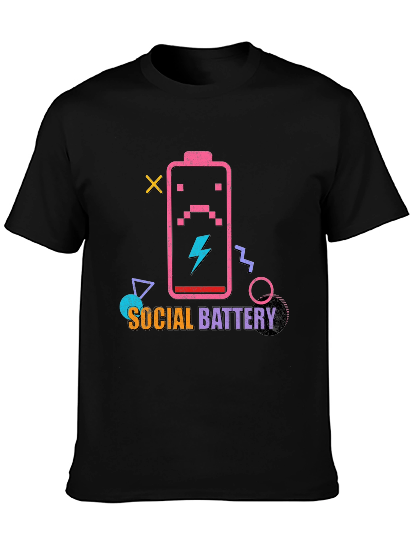 Black Social Battery Graphic T-Shirt view 3