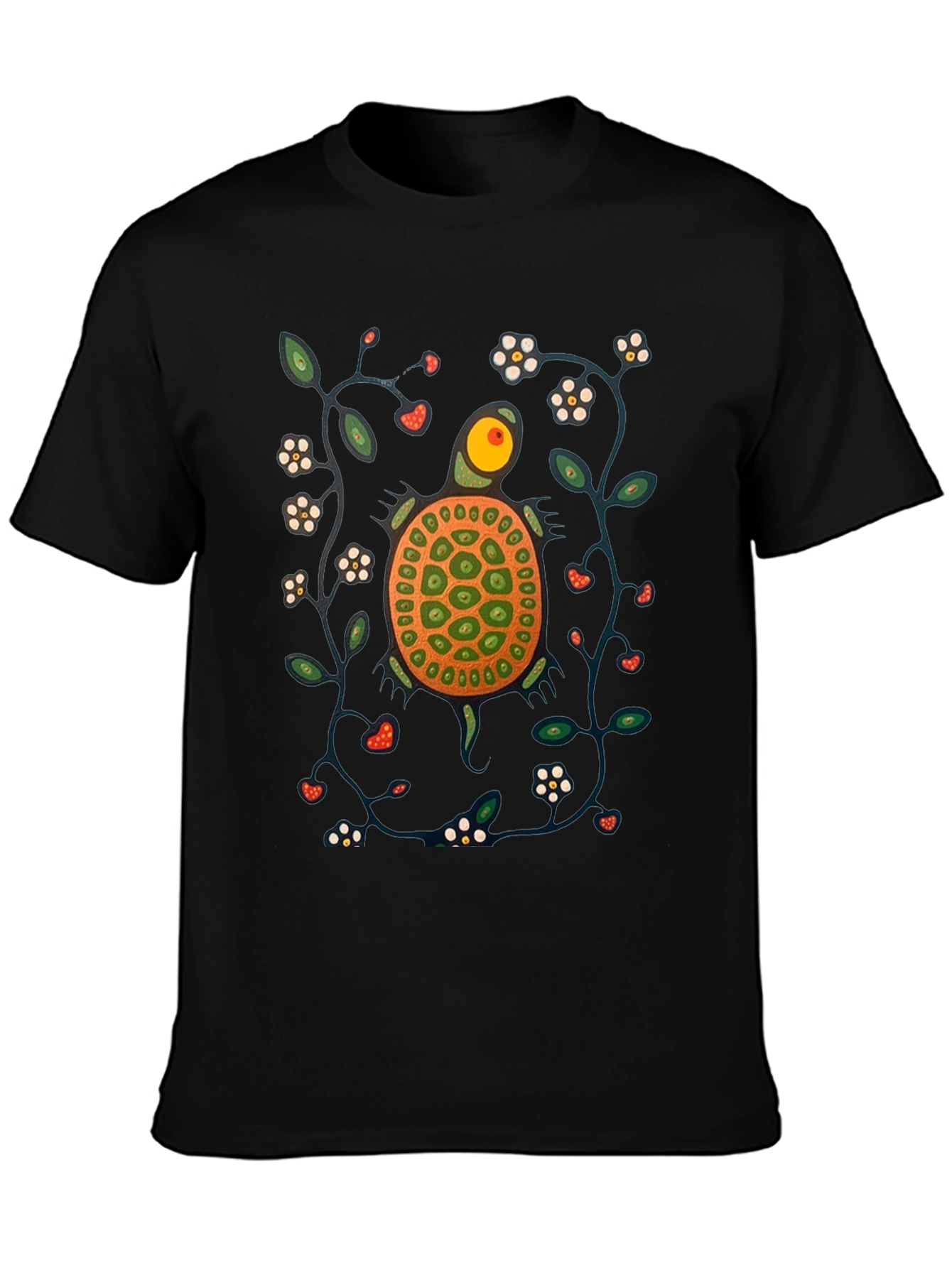 Black Turtle Graphic Print Crew Neck T-Shirt view 3