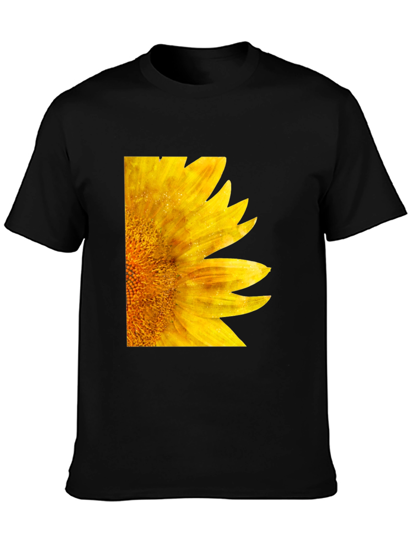 Black Sunflower Graphic Tee - Black Cotton Casual Shirt view 3