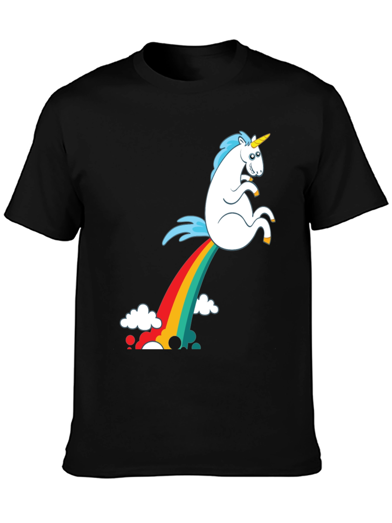 Black Rainbow Unicorn Poop T-Shirt - Funny Graphic Tee view 3