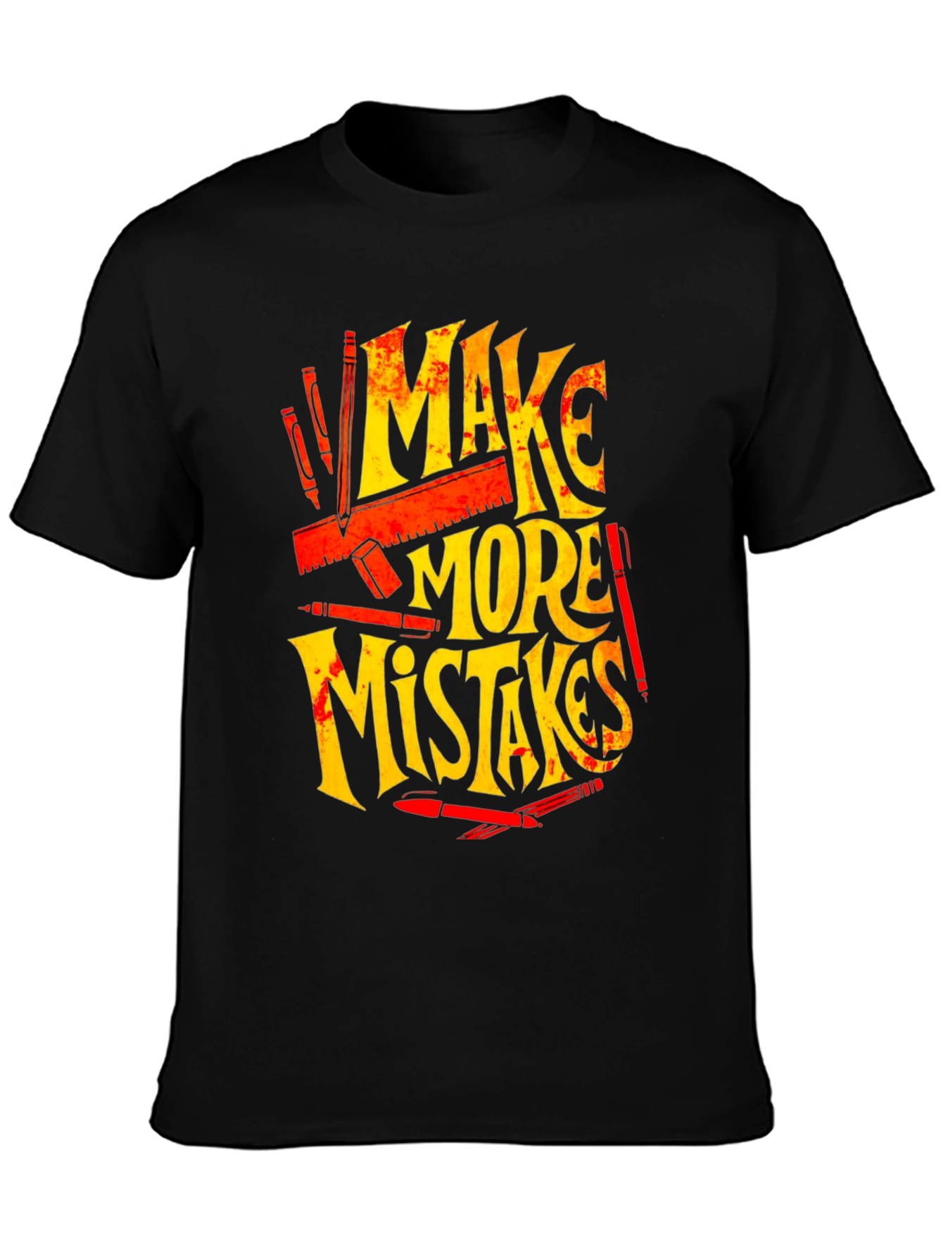 Black Make More Mistakes Graphic Tee - Black view 3