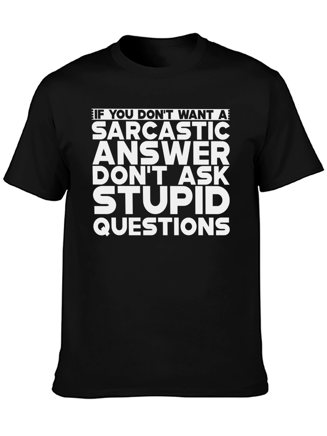 Black Sarcastic Answer Graphic Tee - Black Cotton Shirt view 3