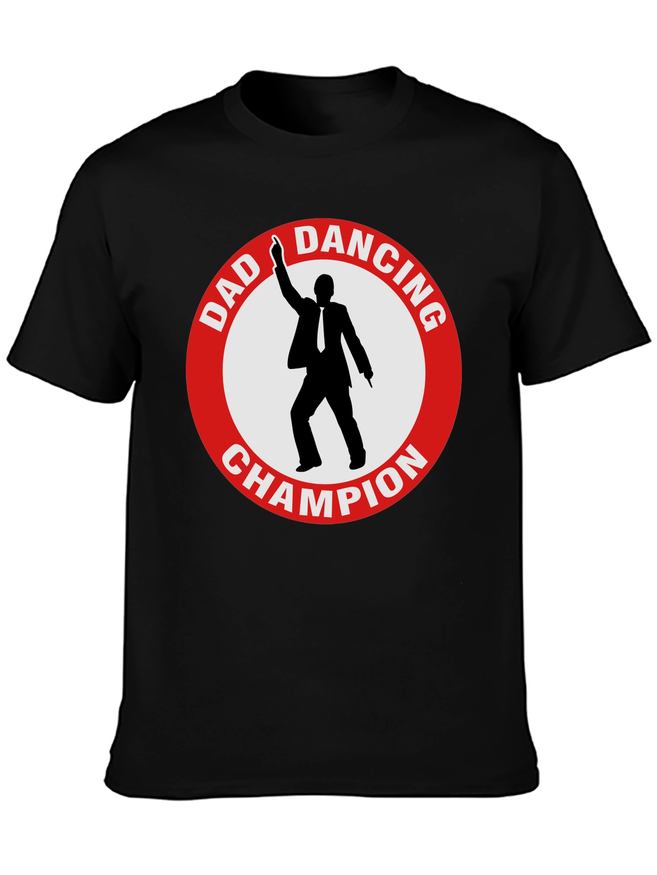 Black Dad Dancing Champion T-Shirt - Black Cotton Tee view 3