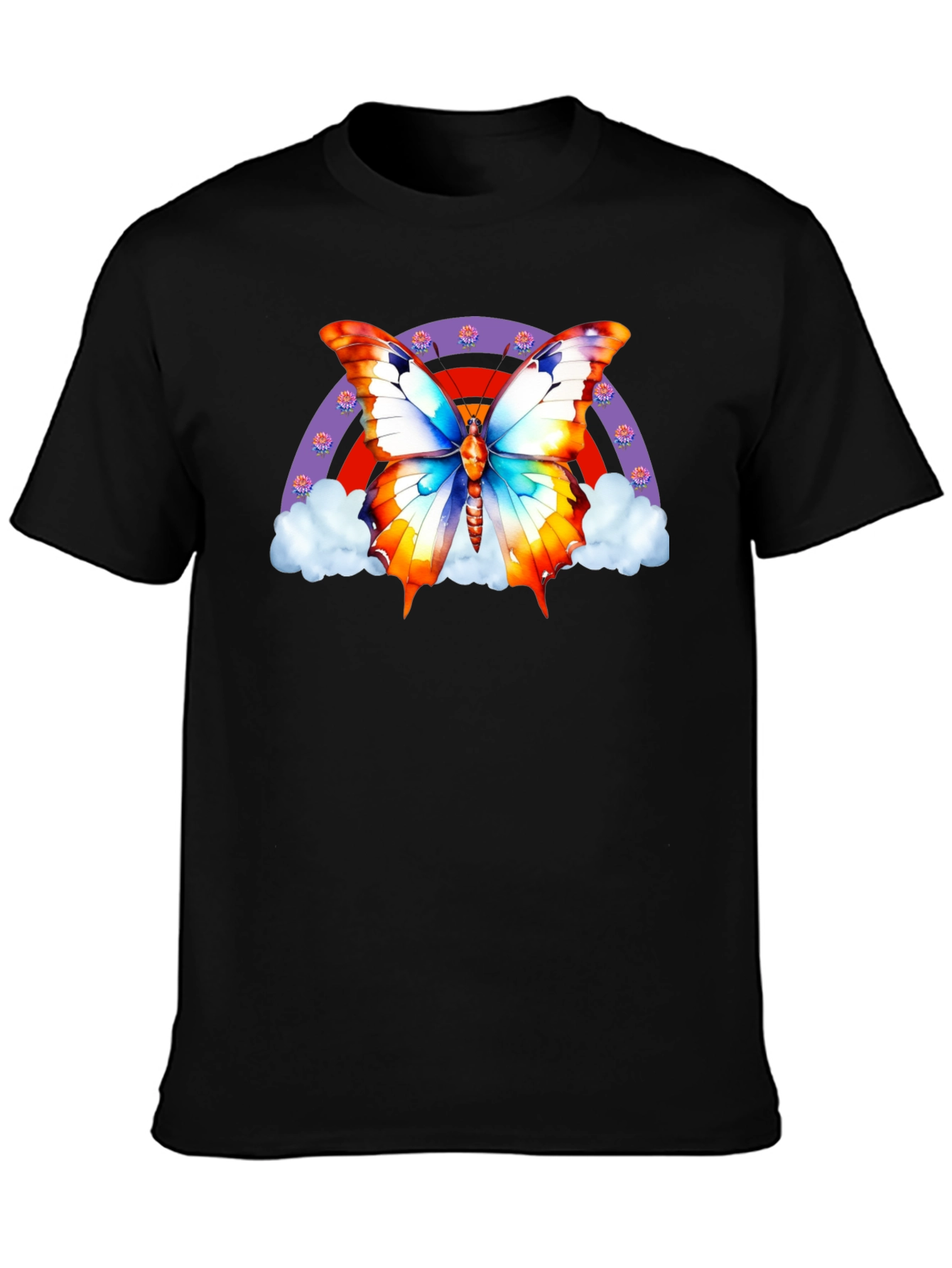 Black Butterfly Rainbow T-Shirt - Stylish Graphic Tee view 3