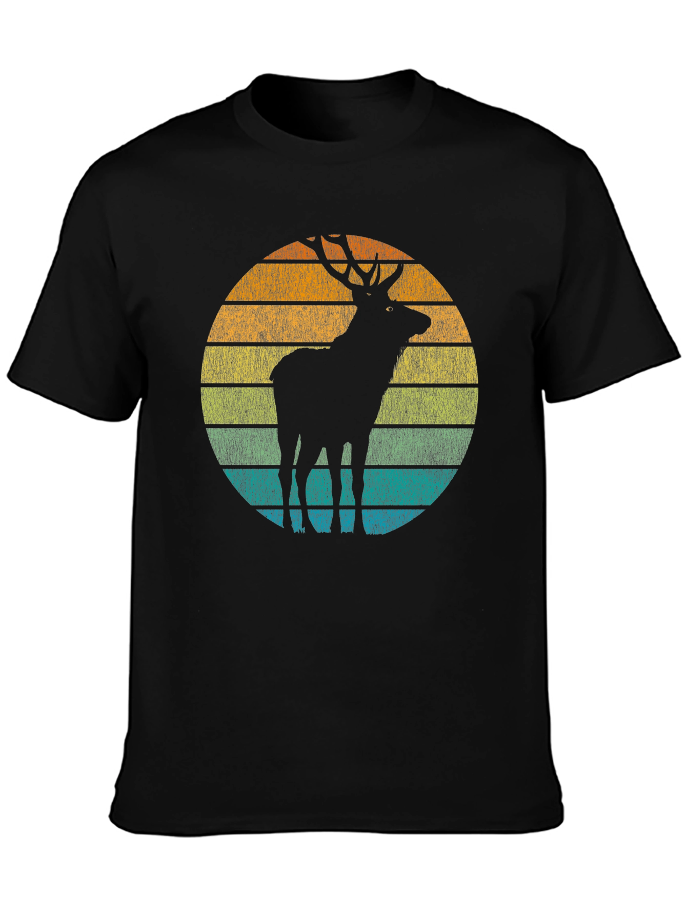 Black Retro Deer Silhouette Tee view 3