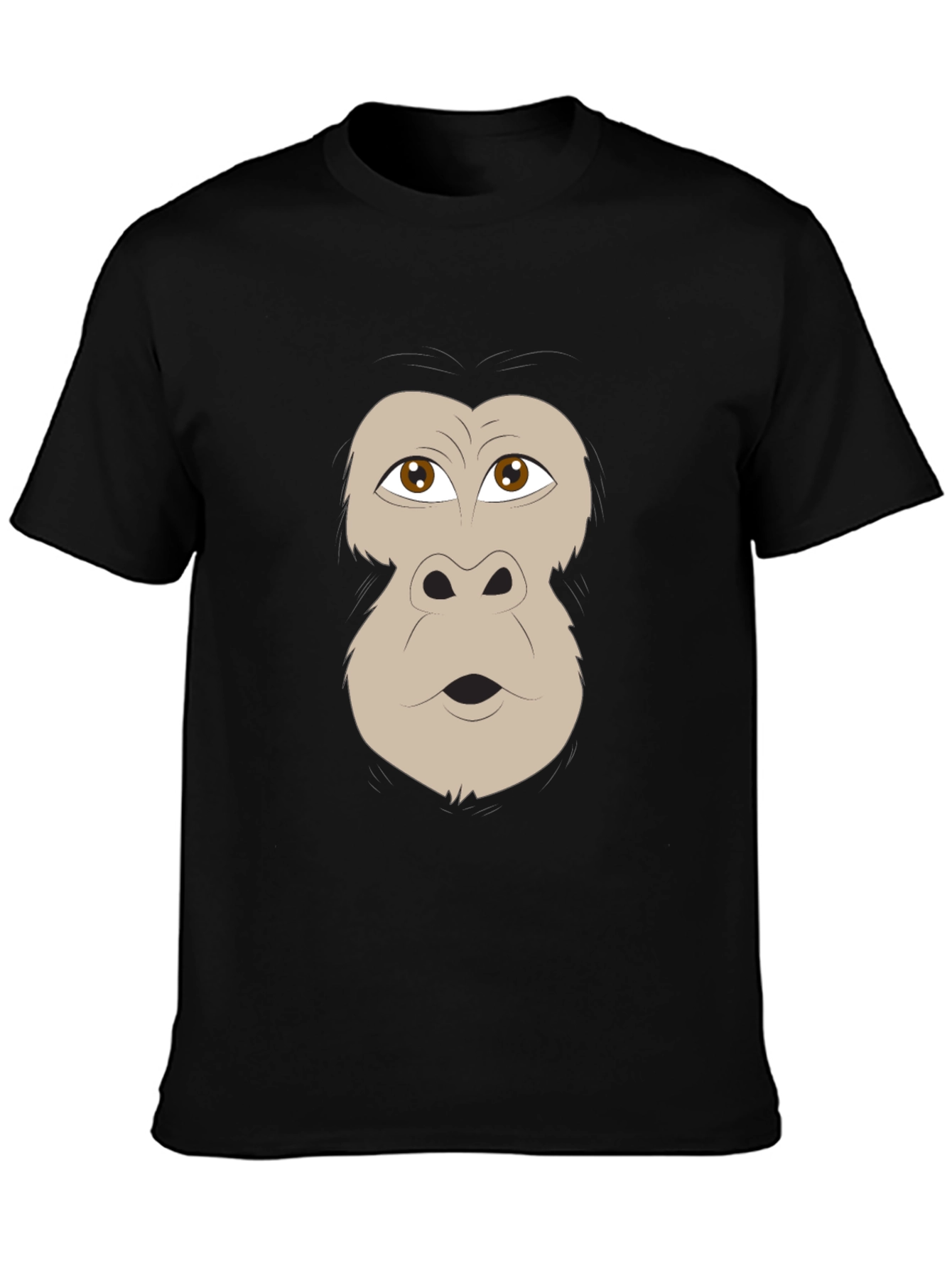 Black Funny Gorilla Face Graphic Black T-Shirt view 3