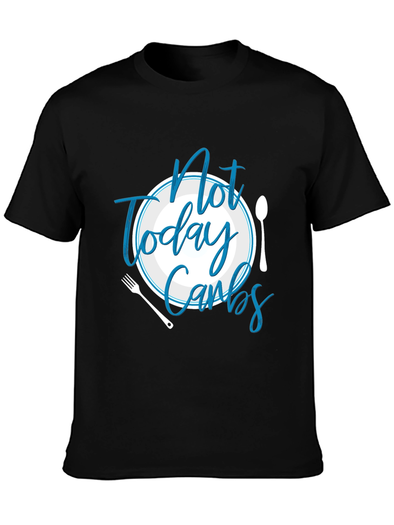 Black Funny "Not Today Carbs" Graphic T-Shirt view 3