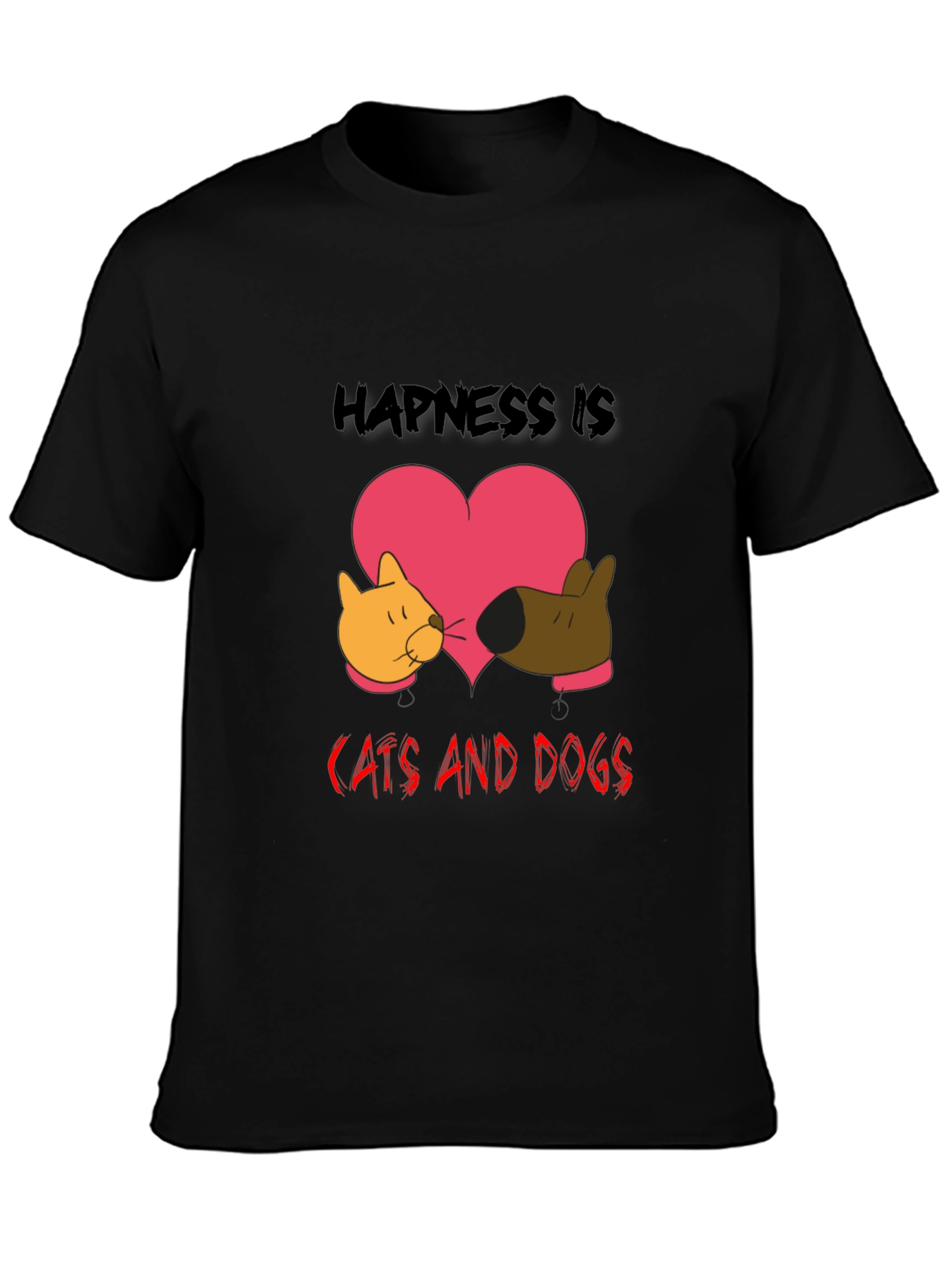 Black Happiness is Cats and Dogs Graphic Tee view 3