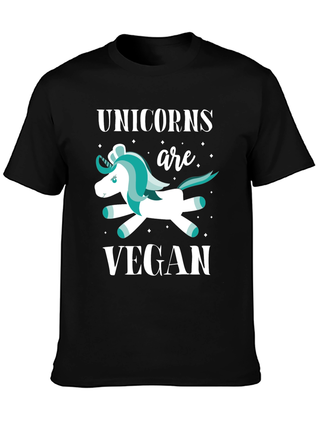 Black Unicorns are Vegan Graphic T-Shirt view 3