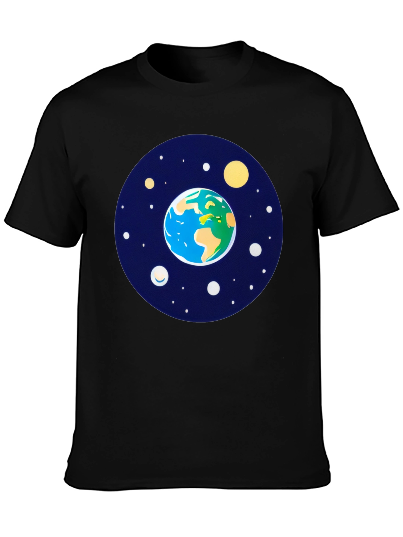 Black Earth and Stars Graphic Tee - Men's Black T-Shirt view 3
