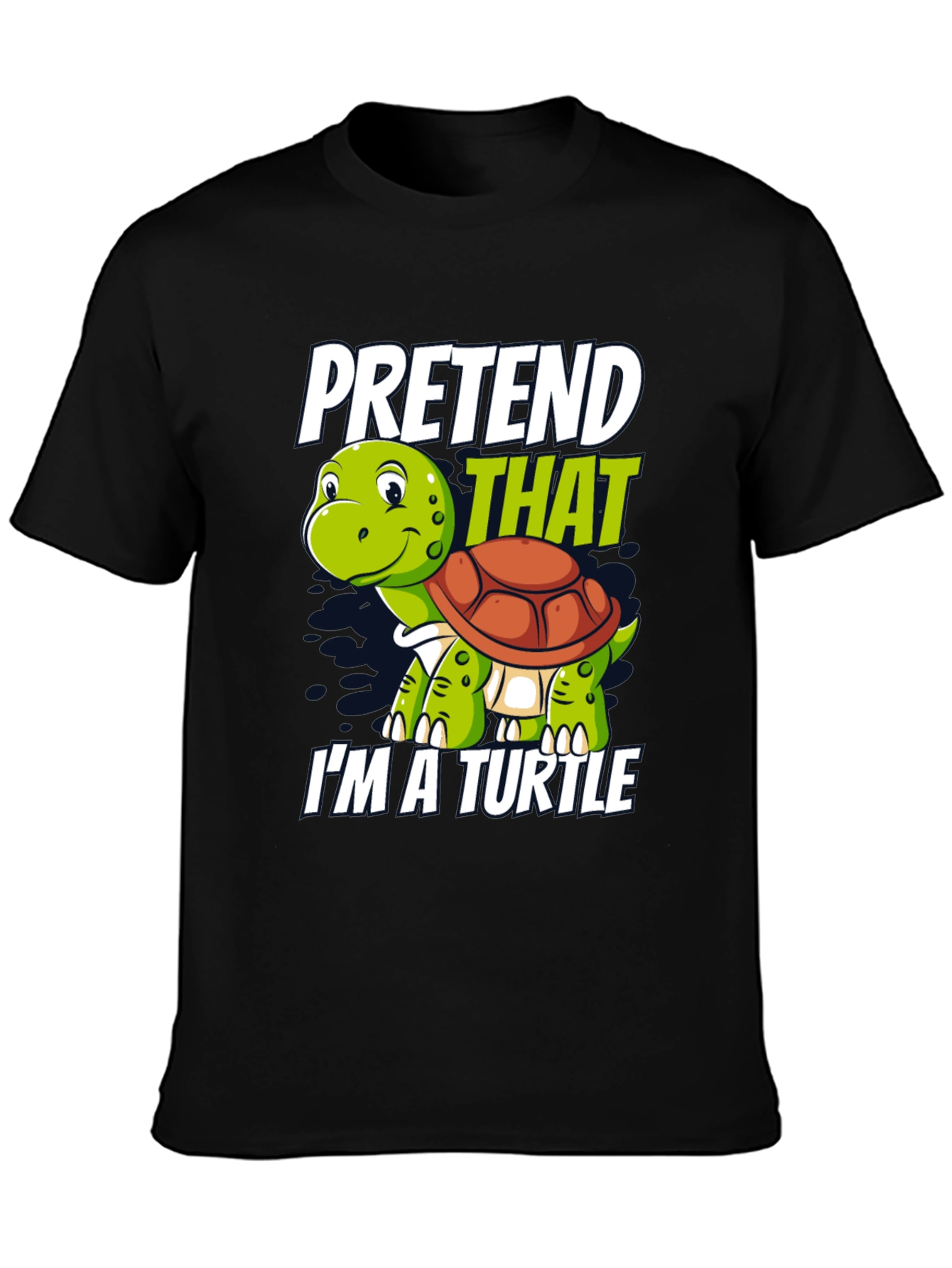 Black Pretend I'm A Turtle Novelty T-Shirt view 3