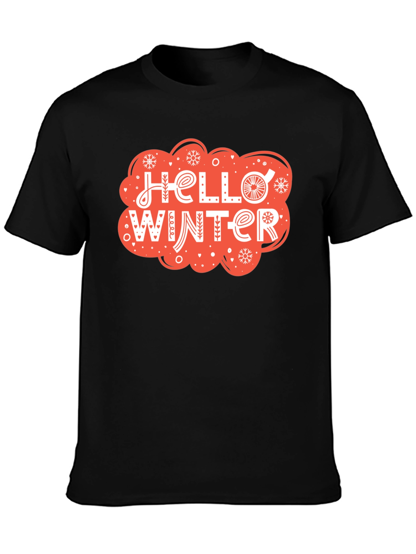 Black Hello Winter Graphic Tee - Cozy Holiday Shirt view 3