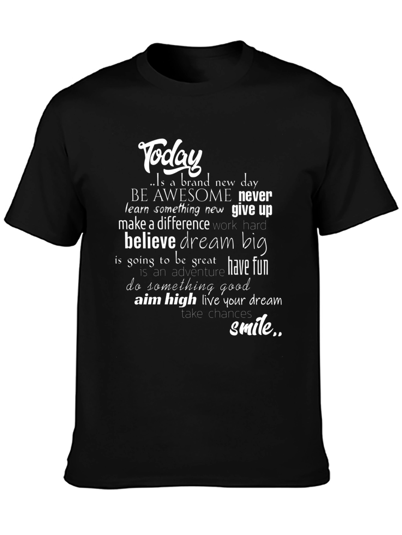 Black Inspirational Quote T-Shirt: Today Is a New Day Graphic Tee view 3