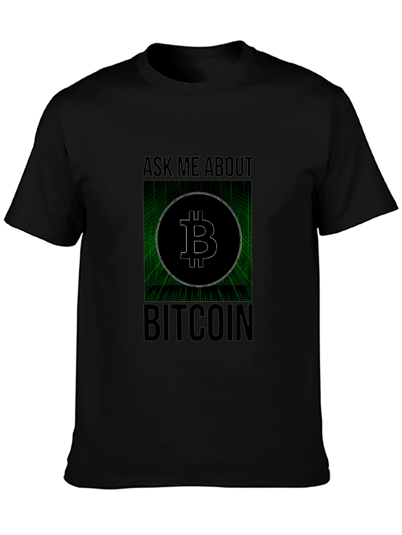 Black Ask Me About Bitcoin Black Tee view 3