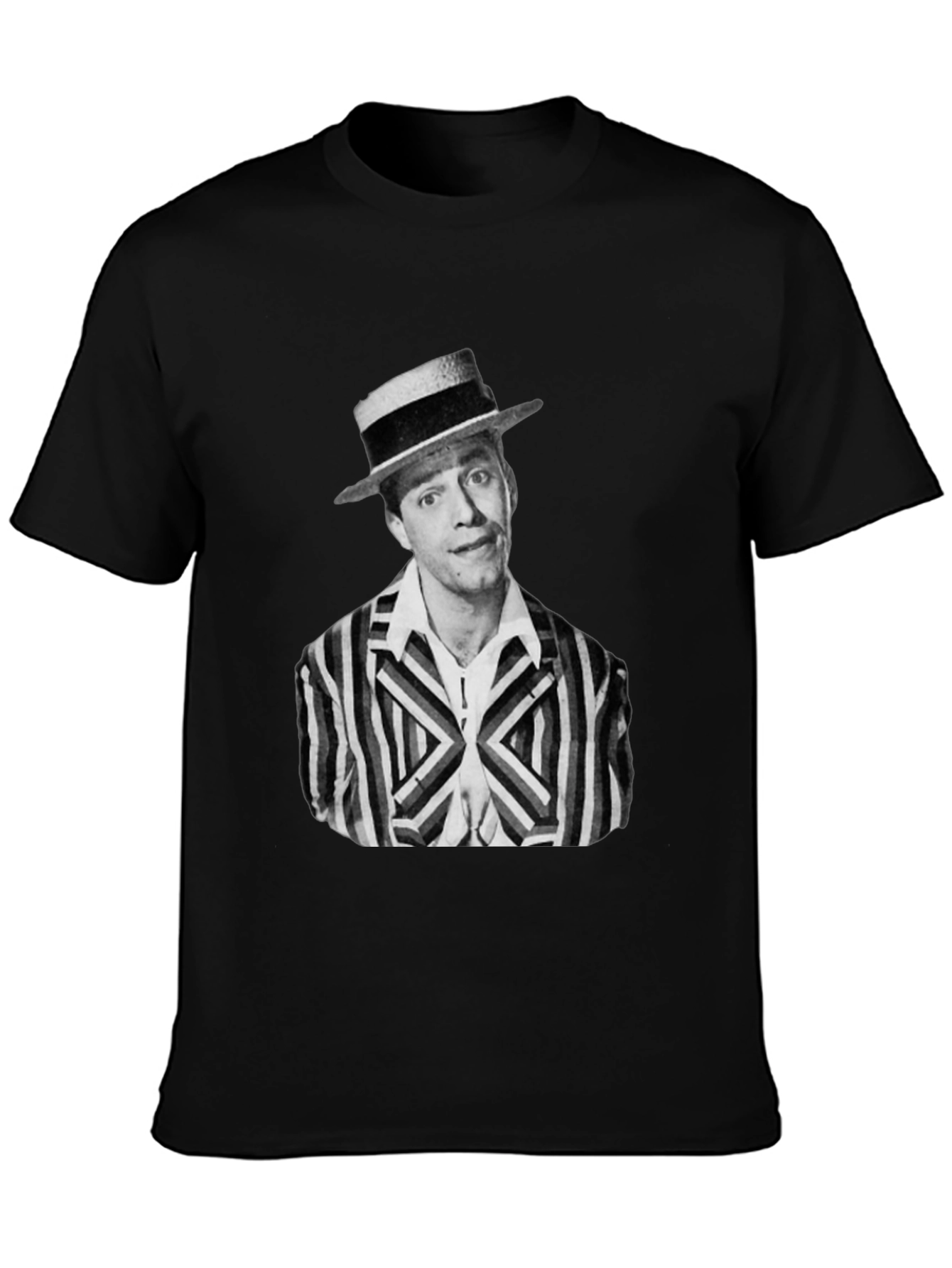 Black Retro Comedian Portrait T-Shirt view 3