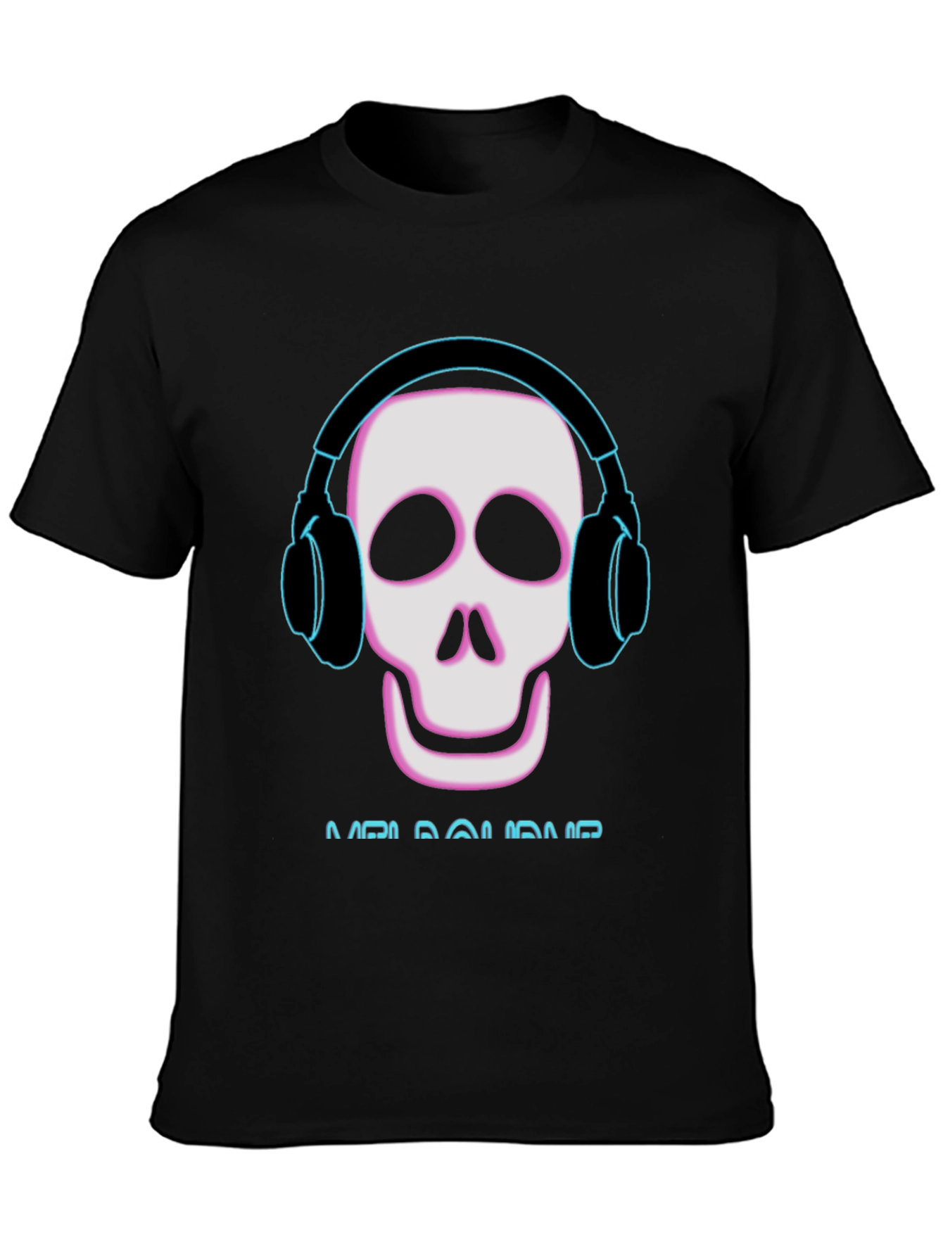 Black Skull Headphones T-Shirt - Music Lover Tee view 3