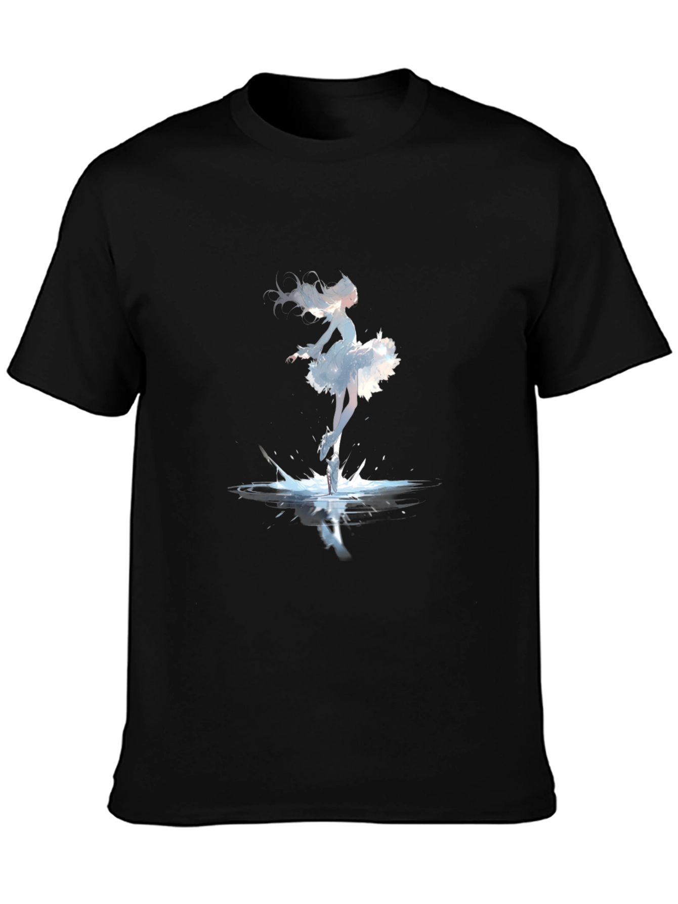 Black Ballerina Splash Graphic Tee - Black Cotton Shirt view 3