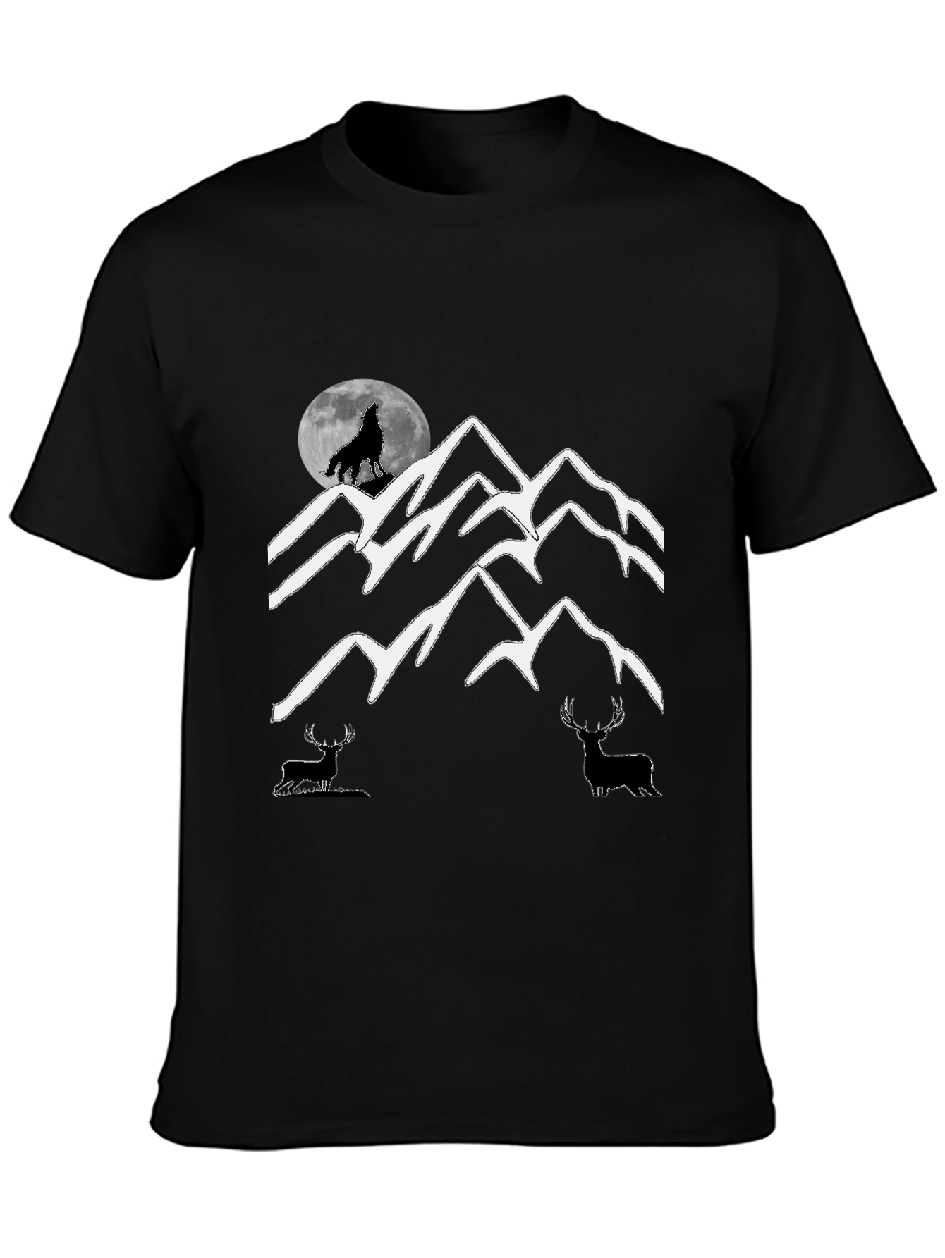 Black Wolf Moon Mountain Graphic Tee view 3