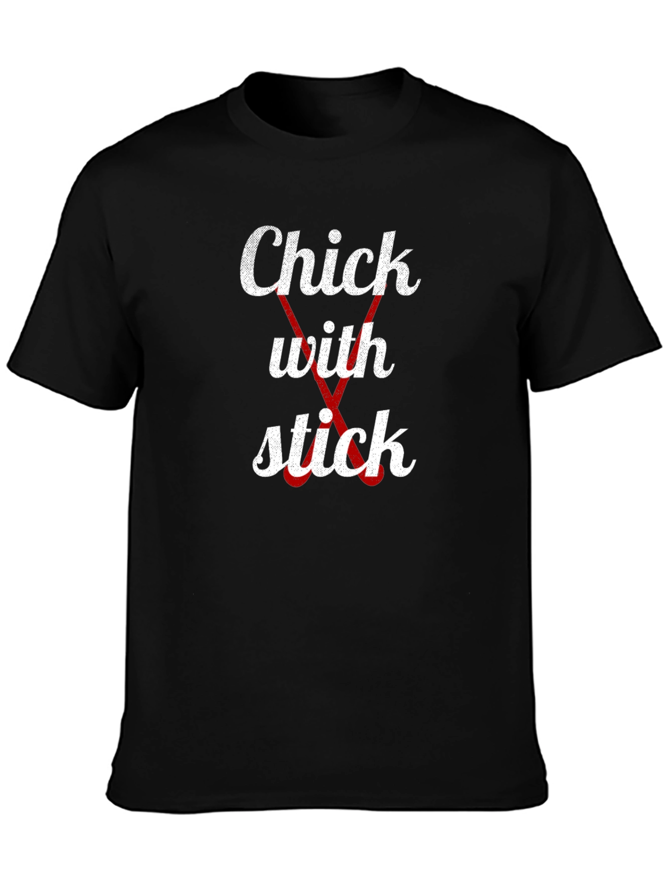 Black Humorous 'Chick With Stick' Graphic T-Shirt view 3