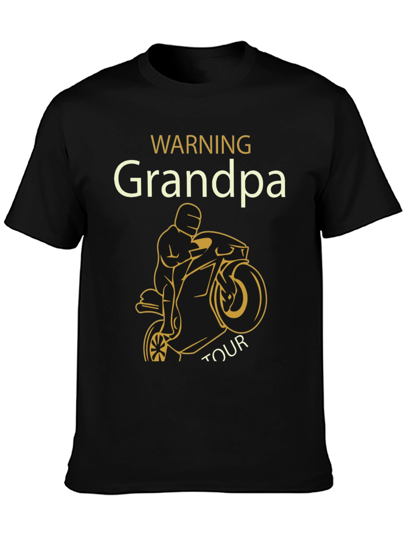 Black Warning Grandpa Tour Motorcycle T-Shirt view 3