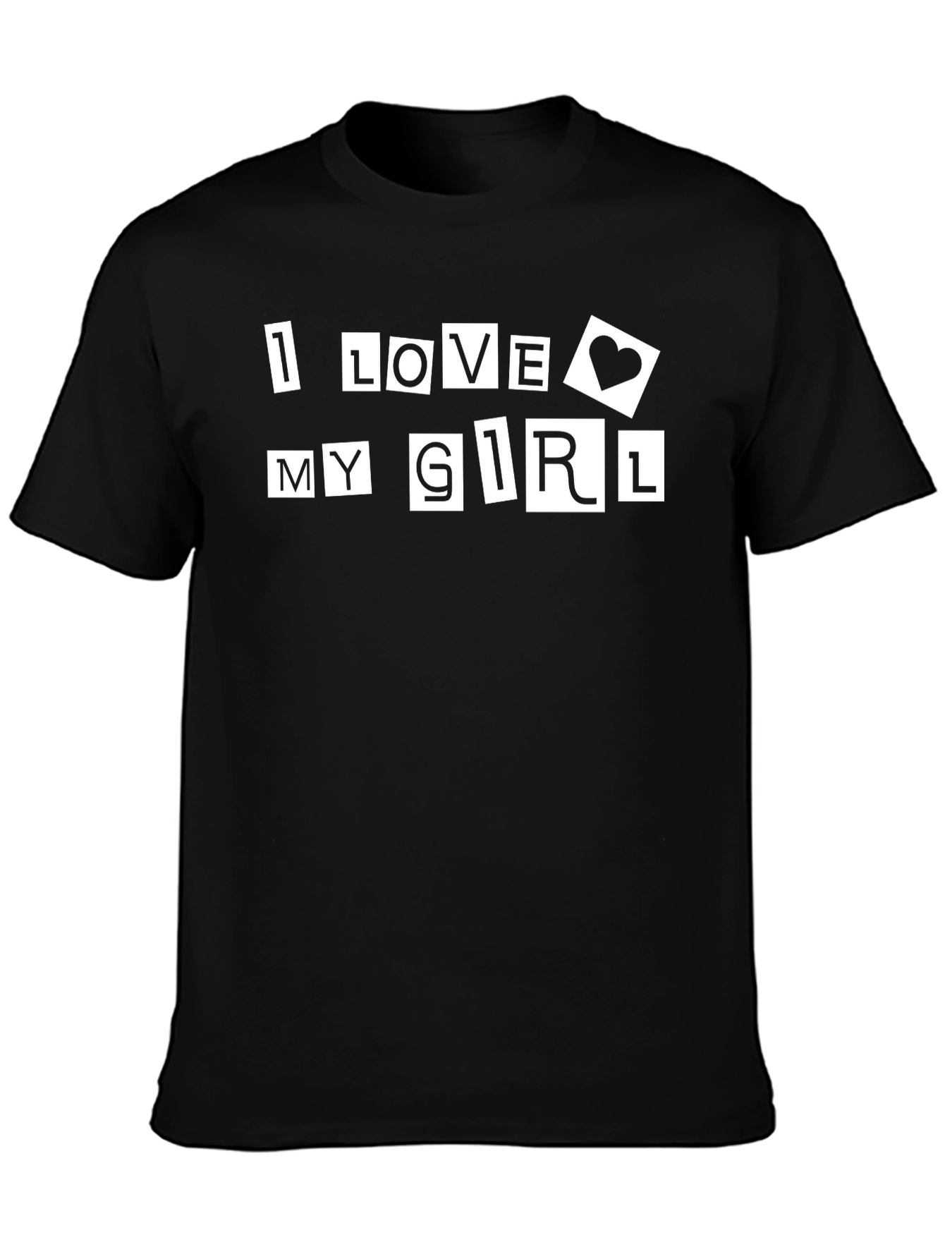 Black I Love My Girl Black Graphic Tee Shirt view 3