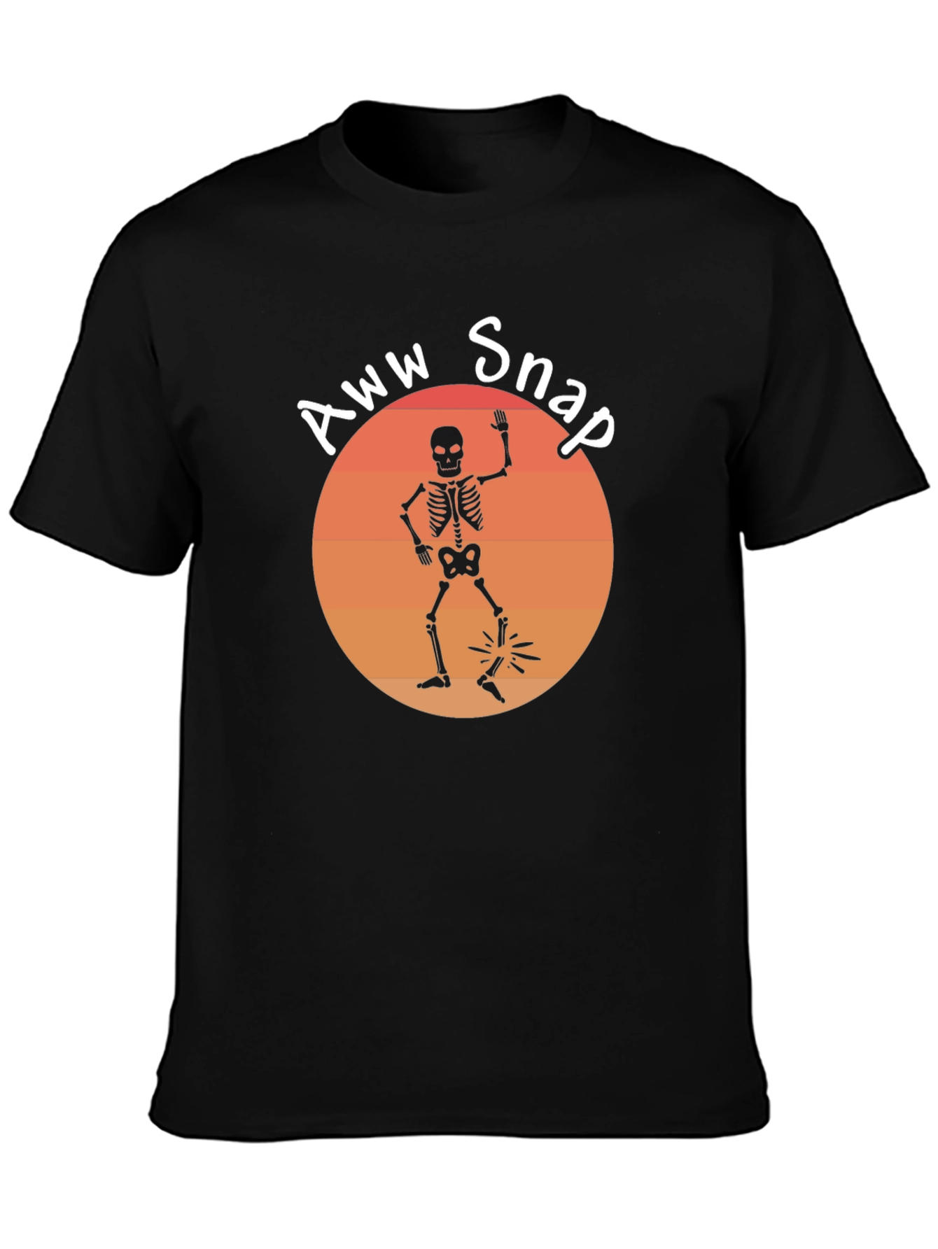 Black Aww Snap Skeleton Graphic Tee - Humor Shirt view 3