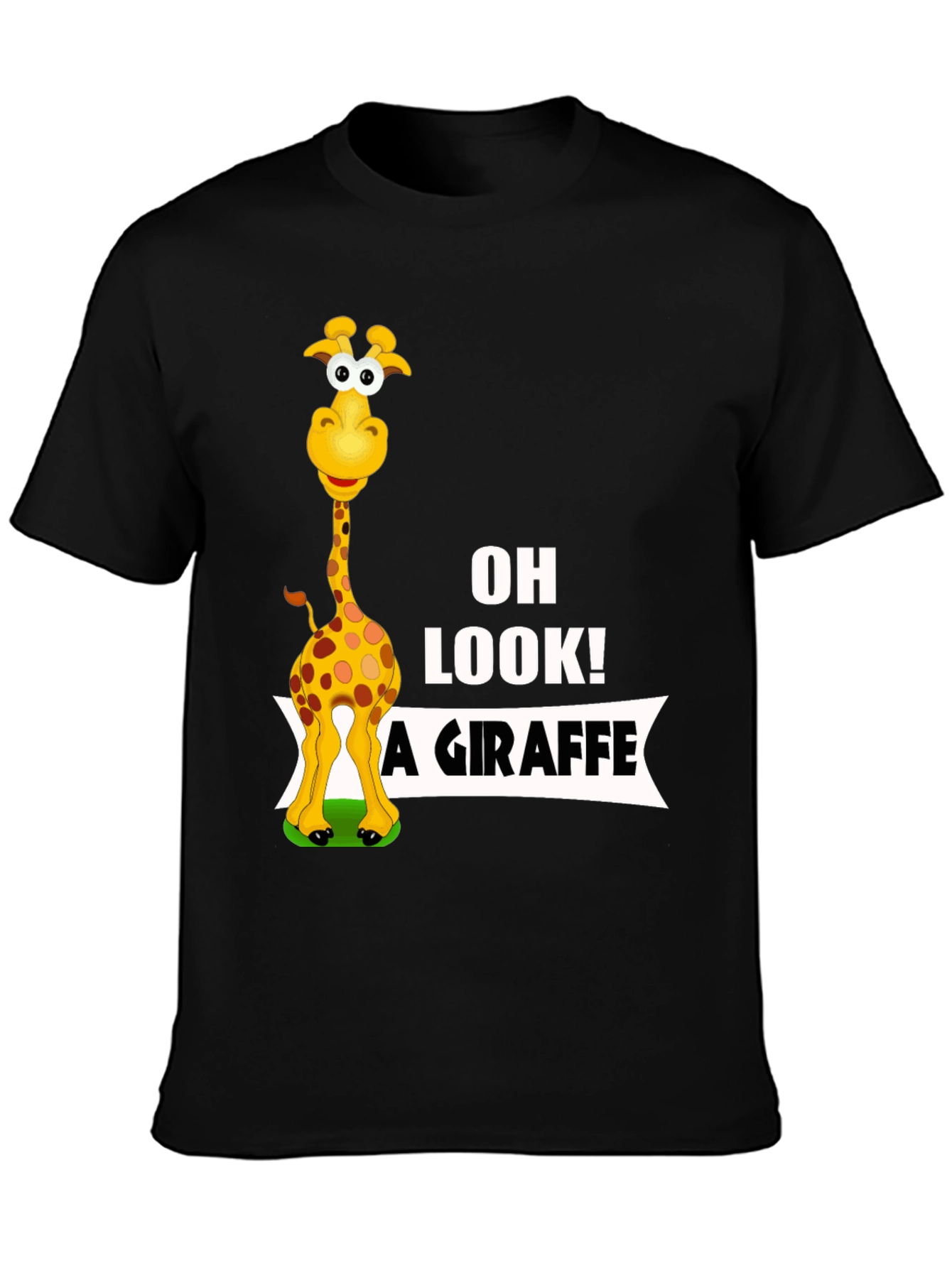 Black Funny Giraffe Graphic Tee - Oh Look! A Giraffe T-Shirt view 3