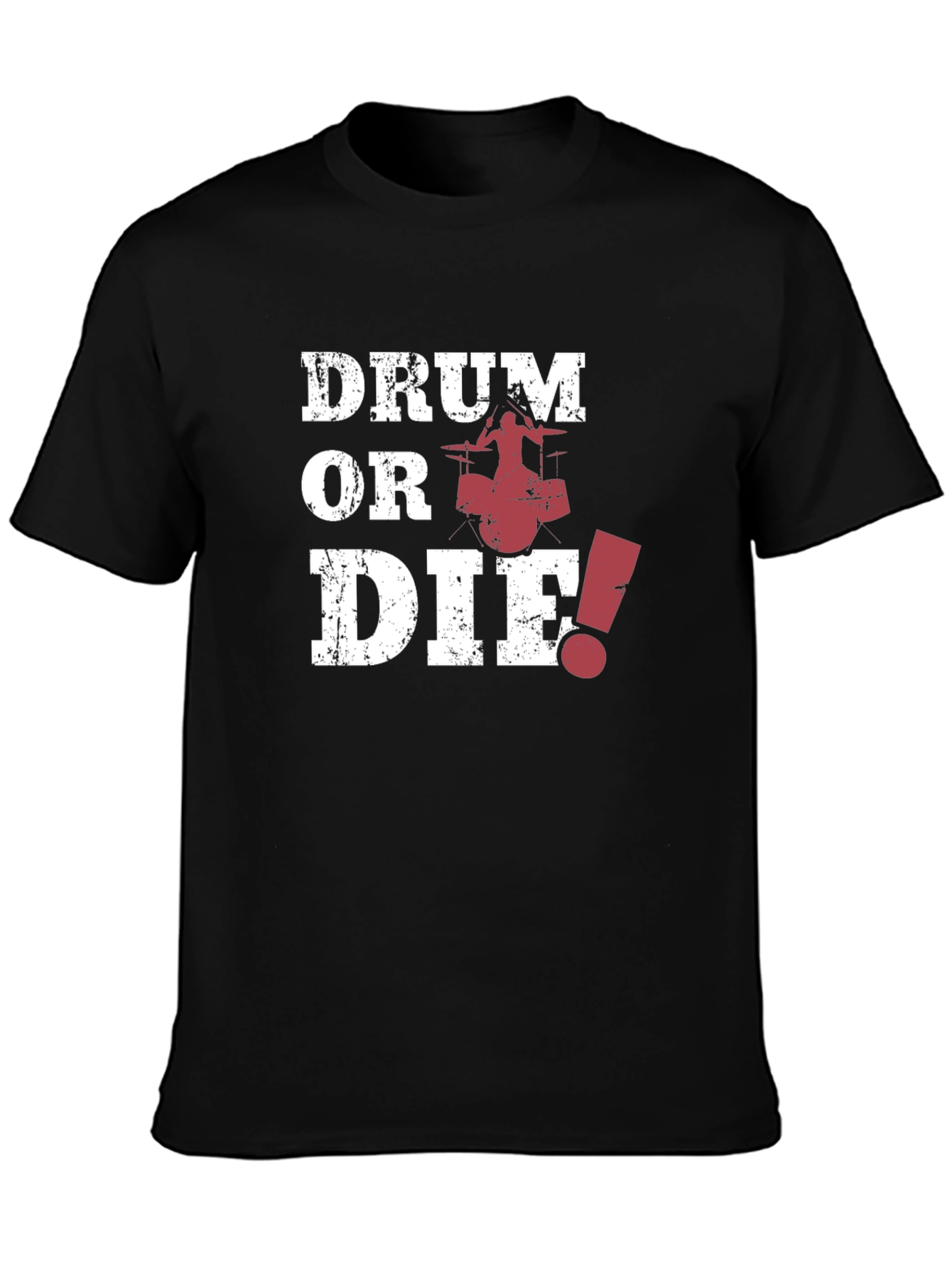 Black Drum or Die! Graphic Print Black T-Shirt view 3
