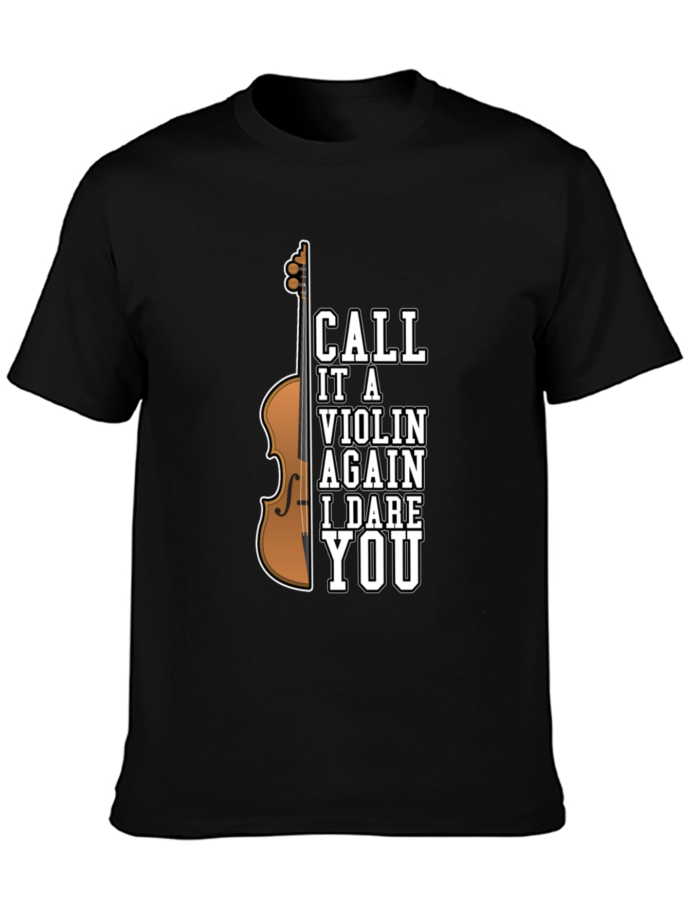 Black Dare You Violin T-Shirt - Humorous Musician Tee view 3