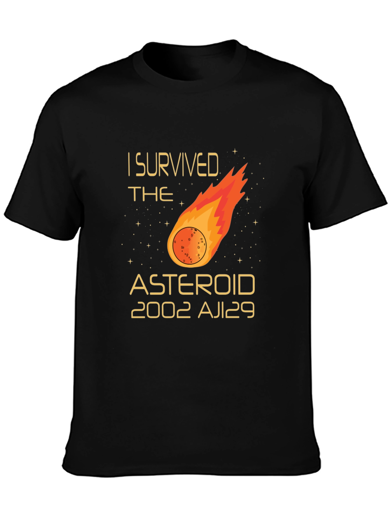 Black I Survived The Asteroid 2002 AJ129 T-Shirt view 3