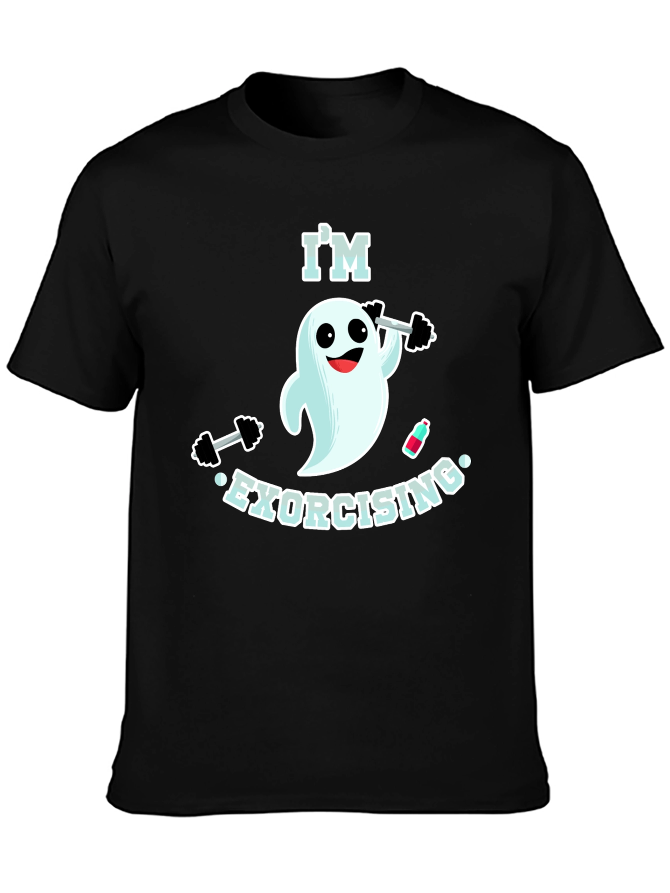 Black I'm Exorcising Funny Ghost Gym T-Shirt view 3
