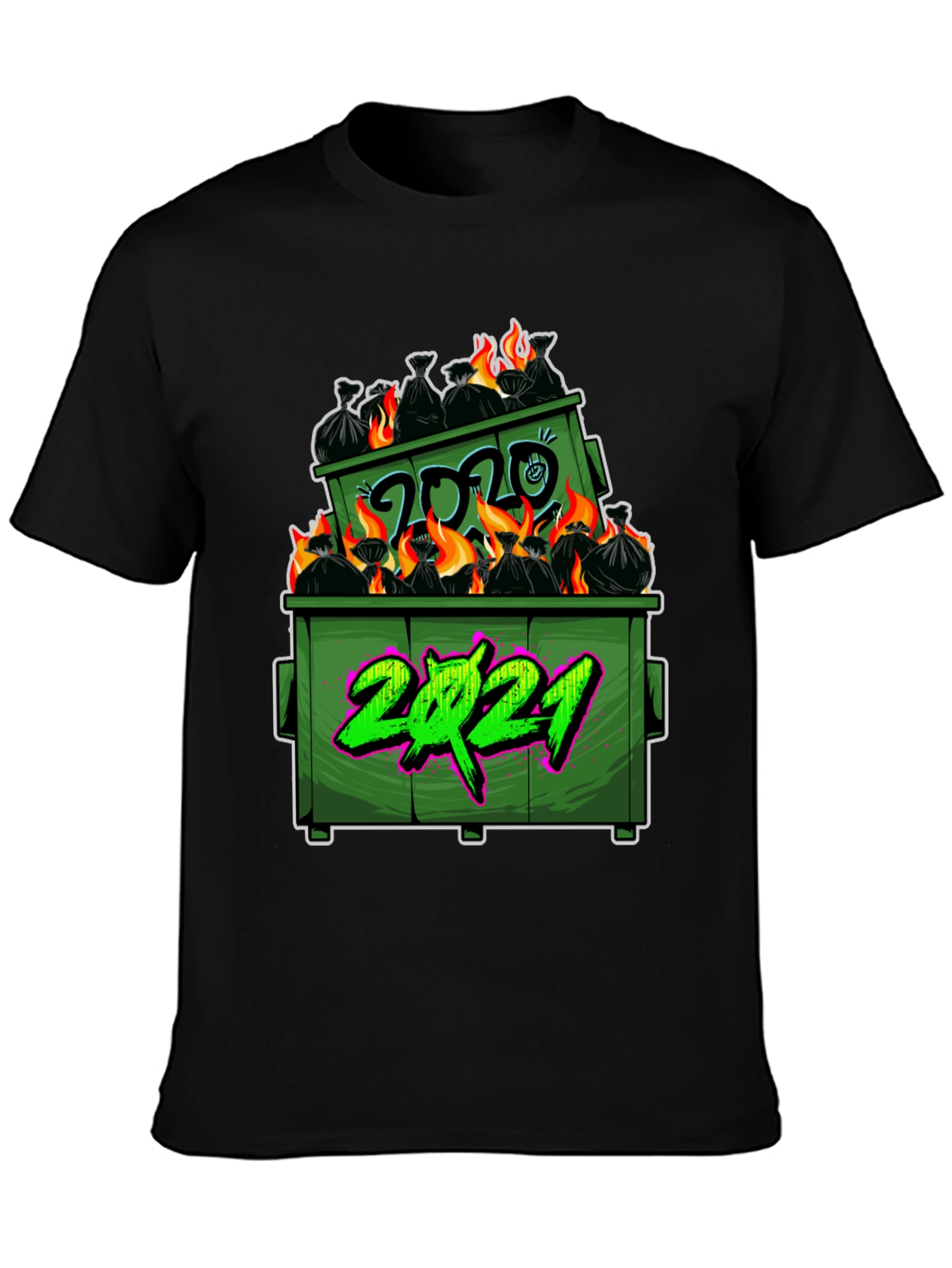Black Dumpster Fire 2020-2021 Graphic T-Shirt view 3
